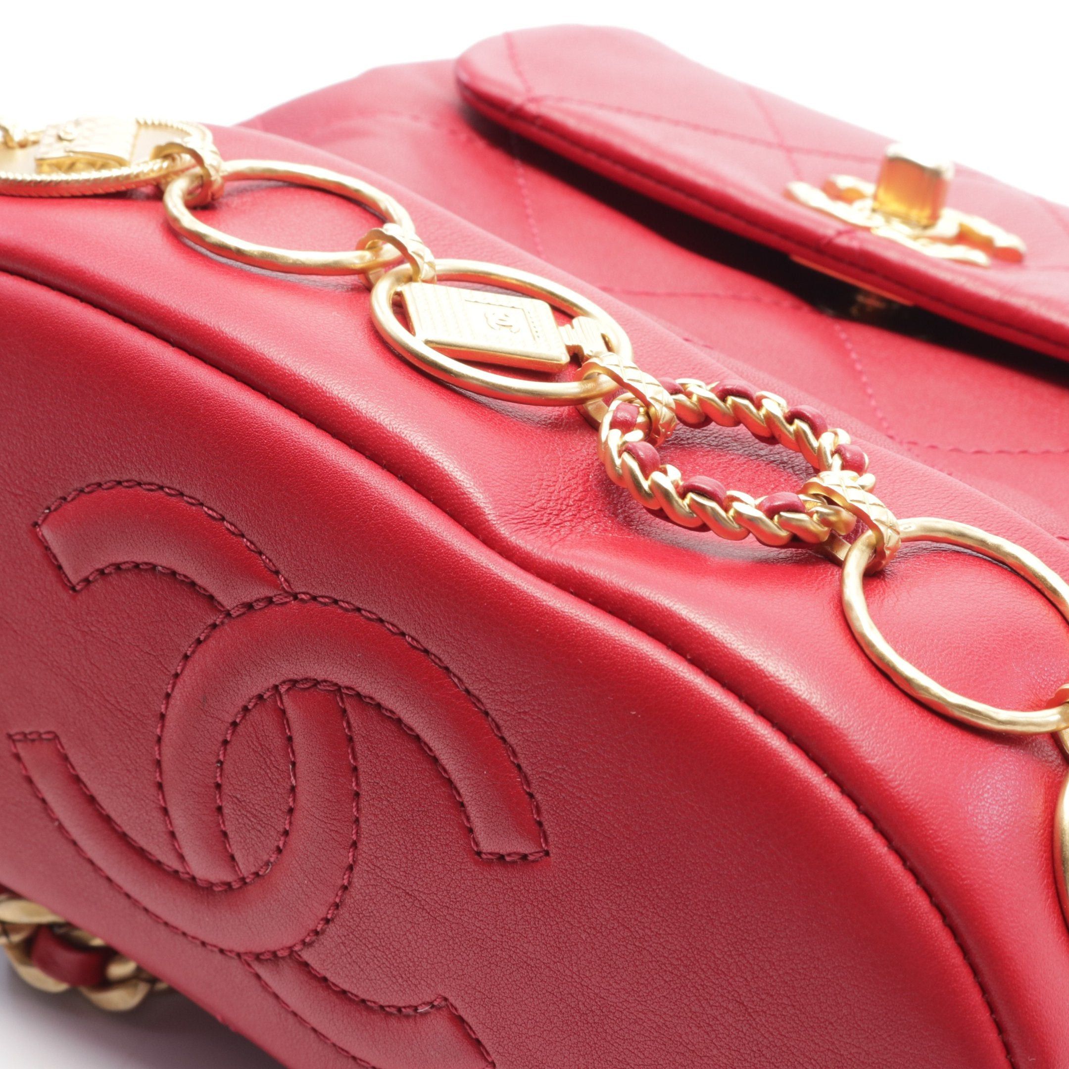 Chanel Chanel Matelasse Small Chain Backpack Rucksack Lambskin Red Gold Hardware Size ONE SIZE - 6 Thumbnail
