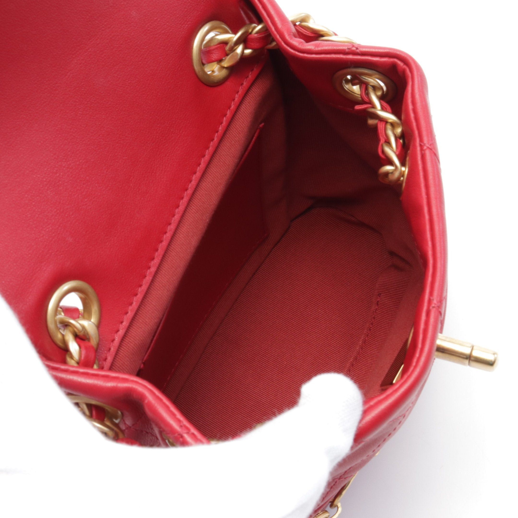 Chanel Chanel Matelasse Small Chain Backpack Rucksack Lambskin Red Gold Hardware Size ONE SIZE - 3 Thumbnail