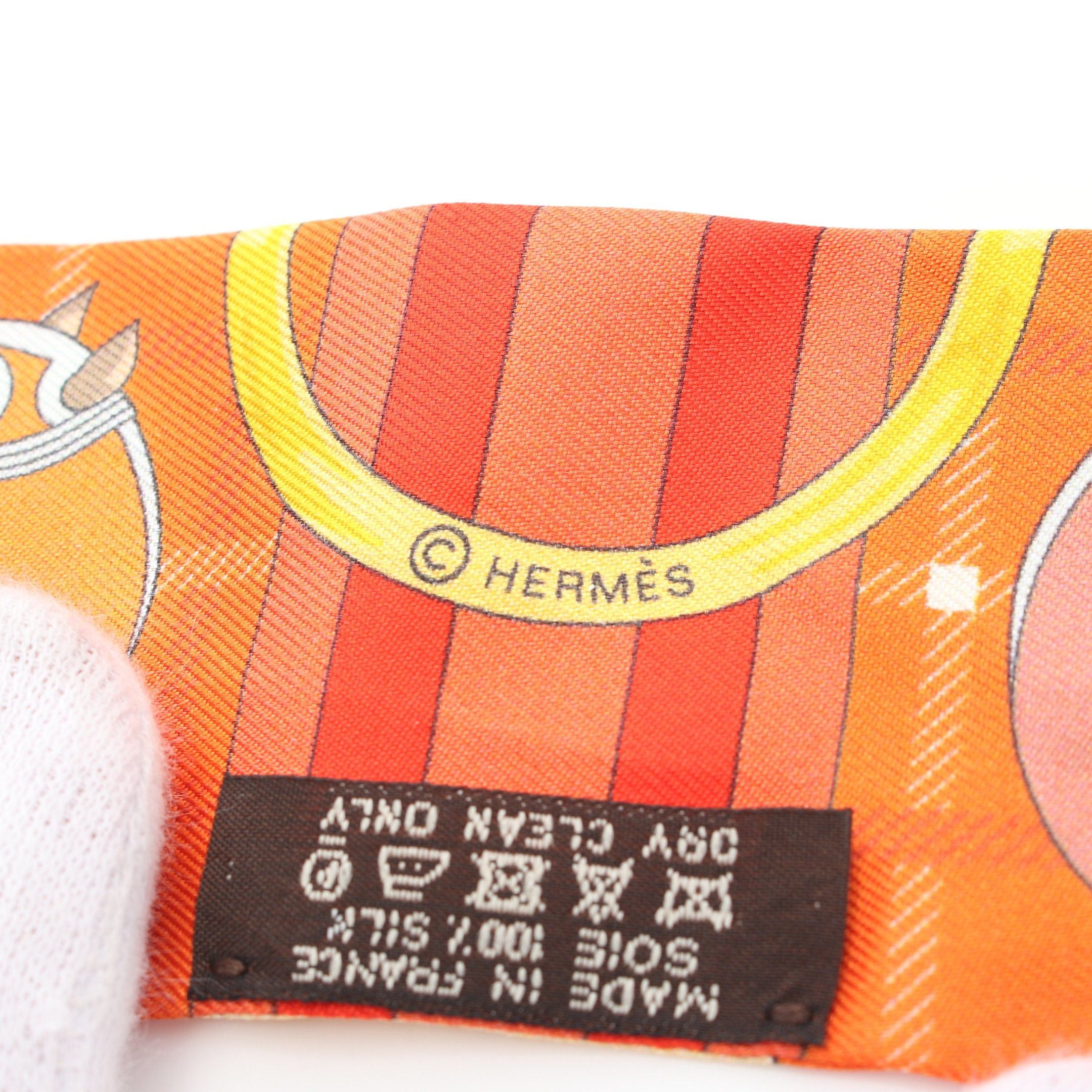 Hermes Hermes Twilly Sellier Ribbon Scarf Silk Orange Multicolor Size ONE SIZE - 2 Thumbnail