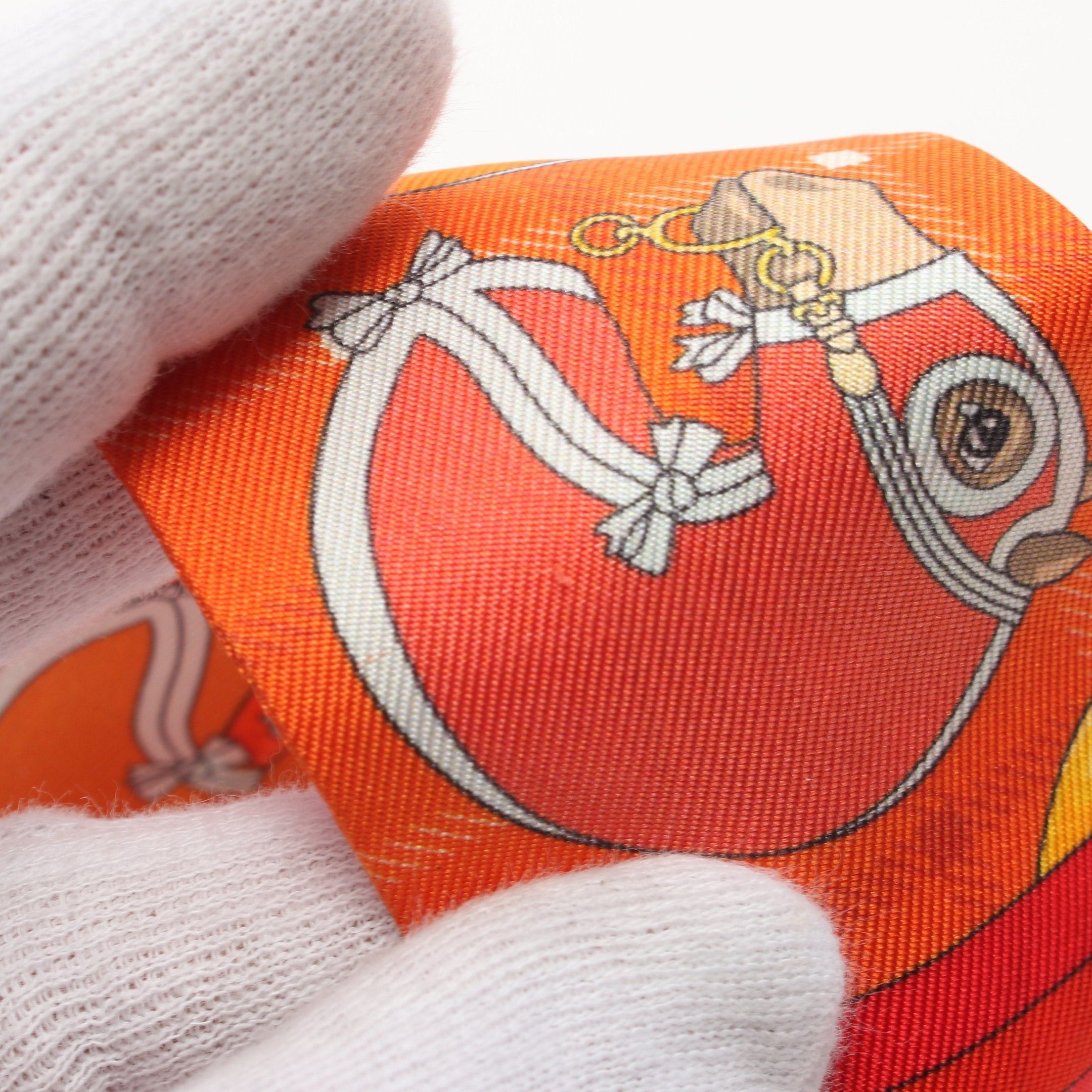 Hermes Hermes Twilly Sellier Ribbon Scarf Silk Orange Multicolor Size ONE SIZE - 5 Thumbnail
