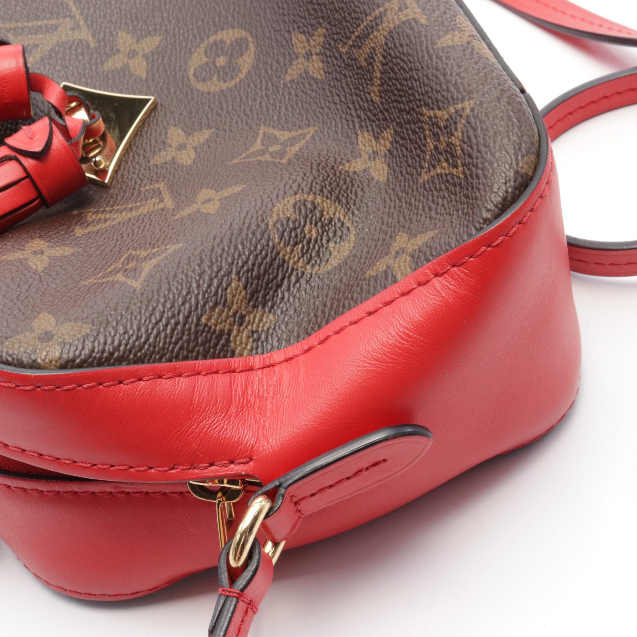 Louis Vuitton Louis Vuitton Saintonge Monogram Coquelicot Shoulder Bag Leather Brown Red Size ONE SIZE - 6 Thumbnail