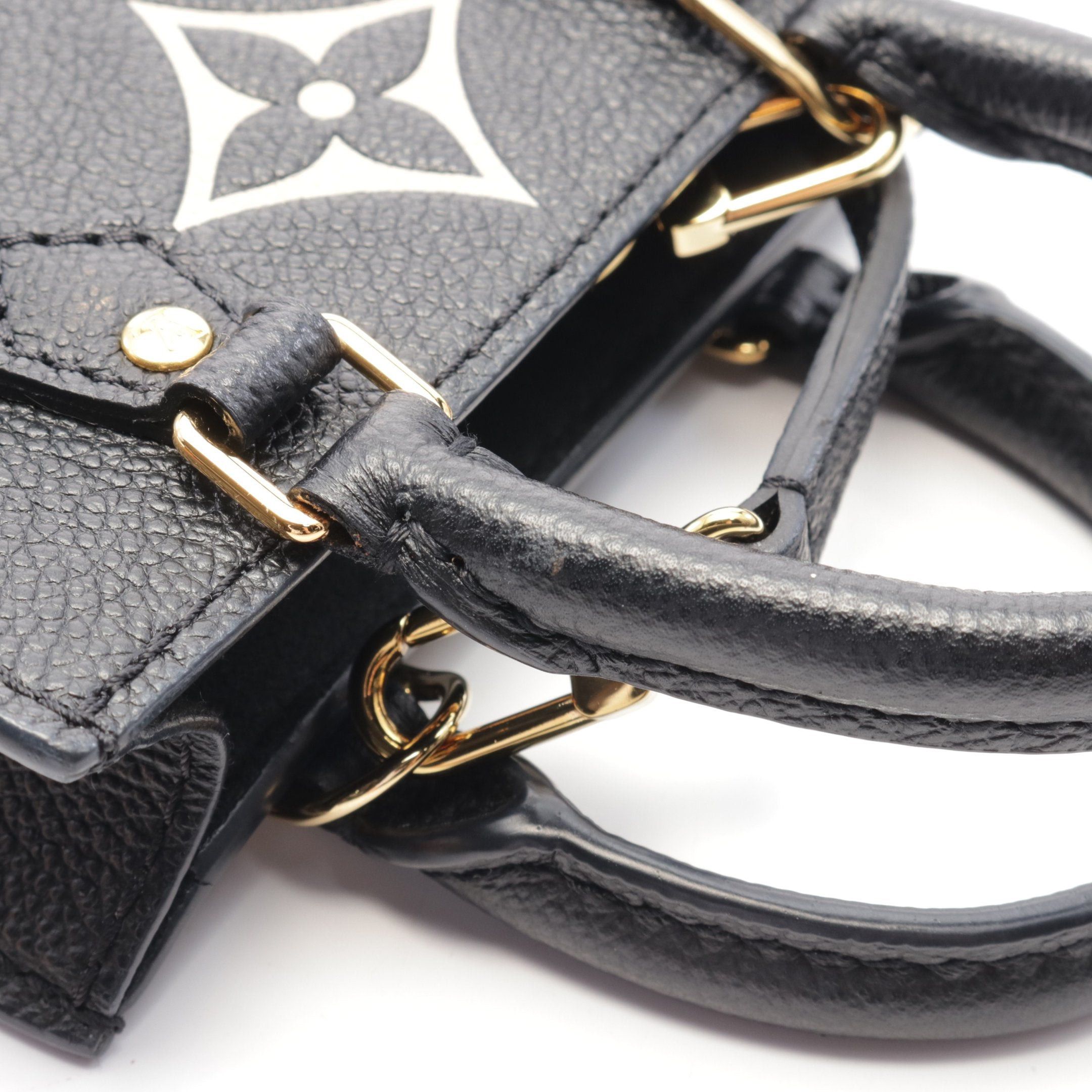 Louis Vuitton Louis Vuitton Petite Sac Plat Bicolor Monogram Empreinte Handbag Leather Black Beige Size ONE SIZE - 6 Thumbnail