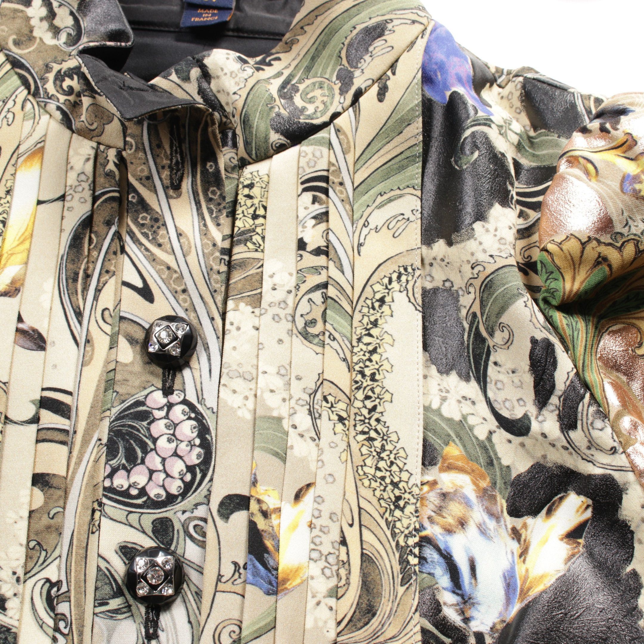 Louis Vuitton Louis Vuitton One Piece Floral Pattern Silk Black Multicolor Size ONE SIZE - 9 Thumbnail