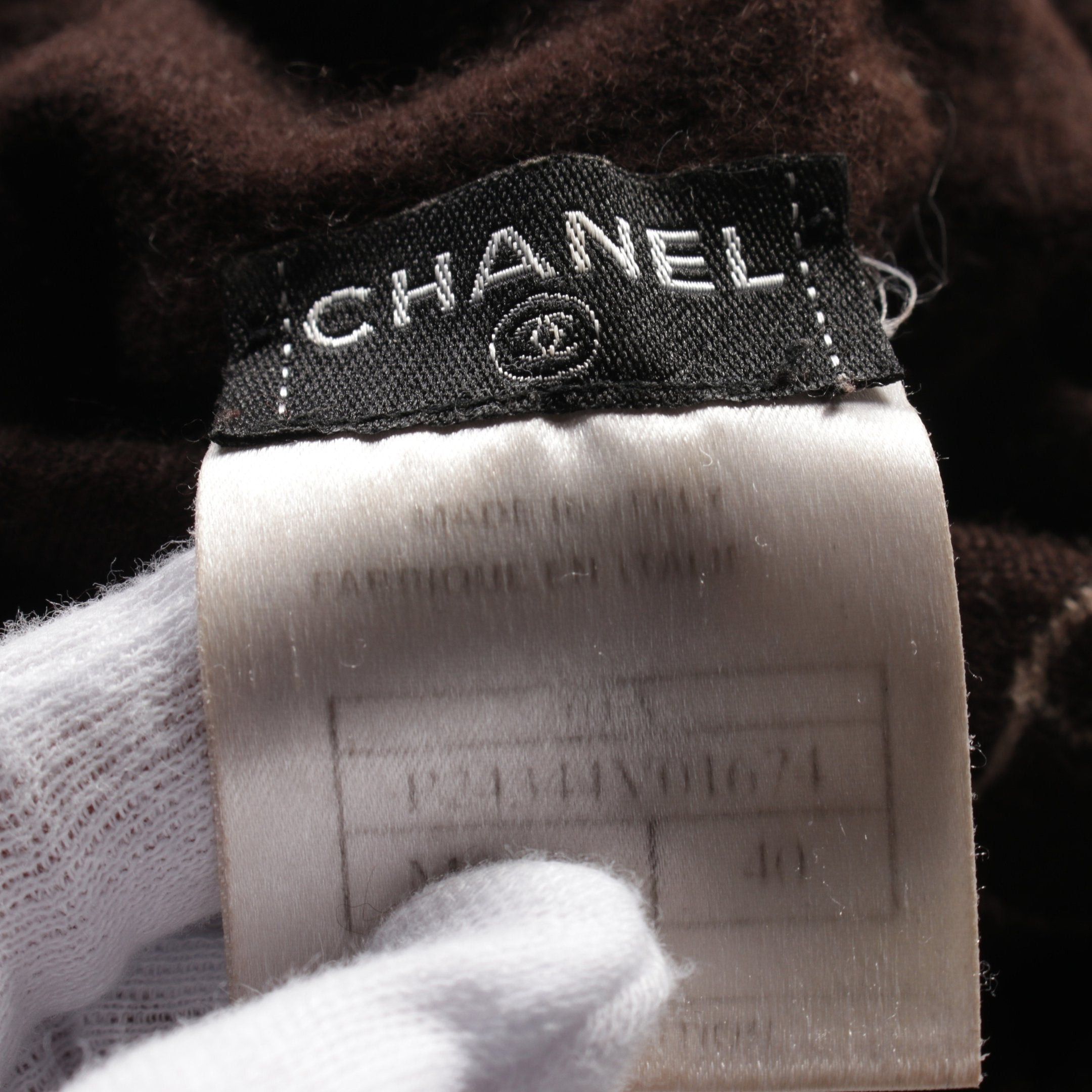 Chanel Chanel Knit Turtleneck Logo Print Cashmere Brown 04A Size ONE SIZE - 4 Thumbnail