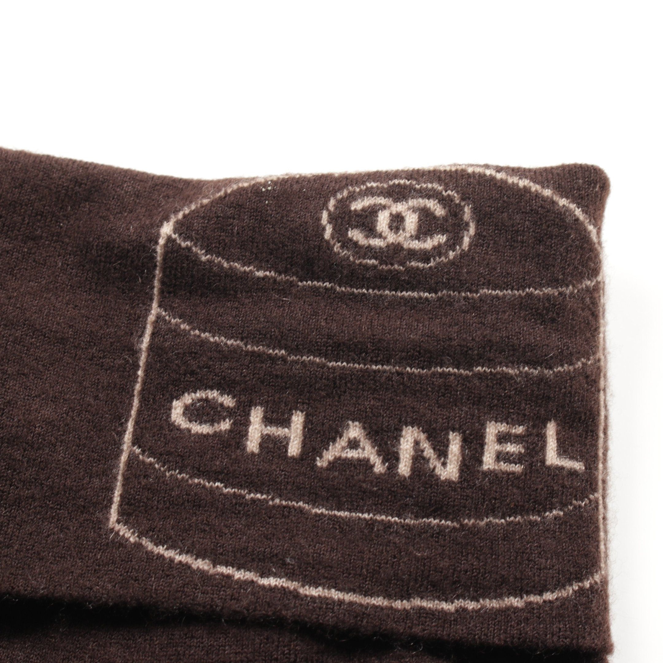 Chanel Chanel Knit Turtleneck Logo Print Cashmere Brown 04A Size ONE SIZE - 11 Thumbnail