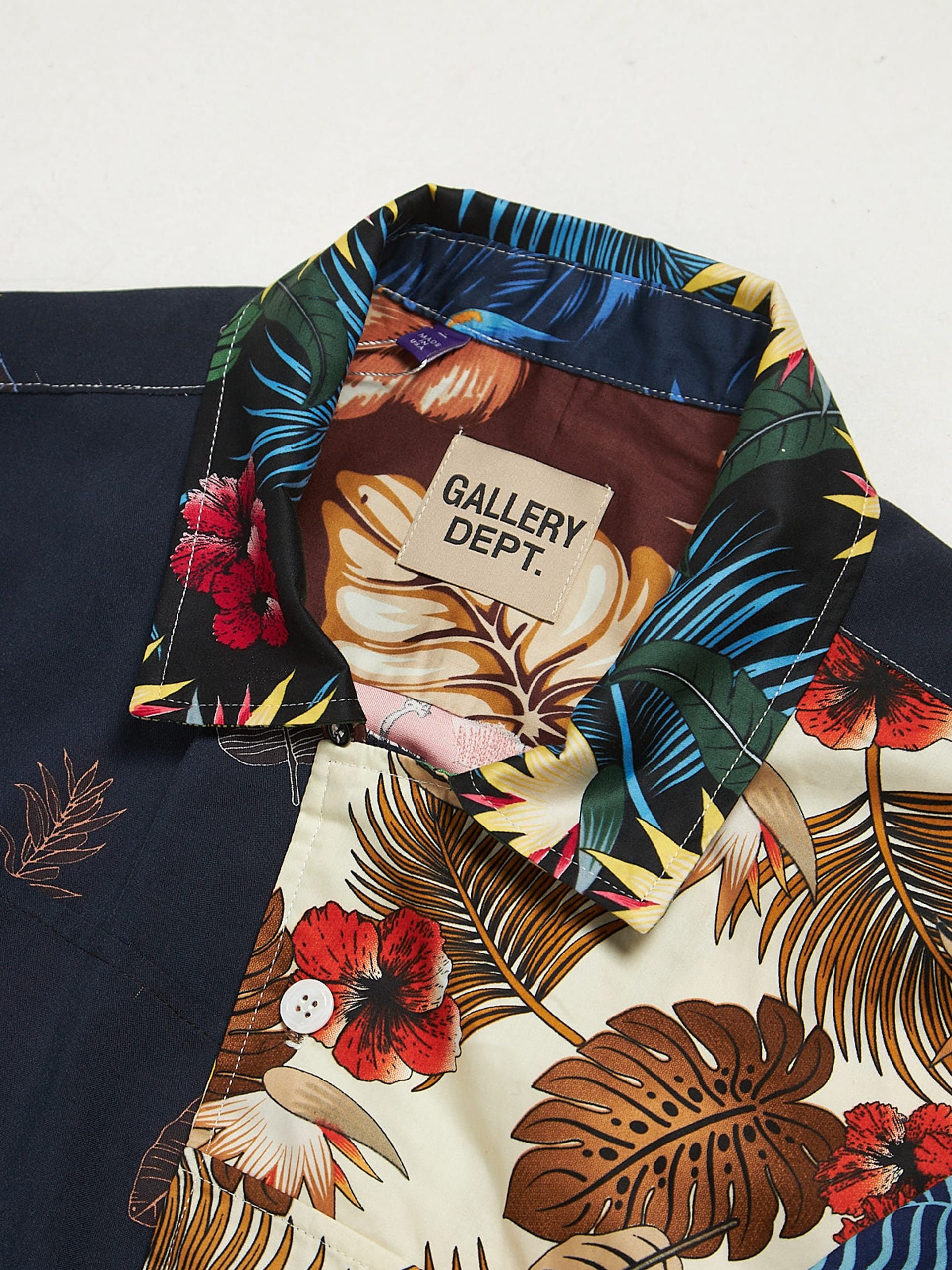 Gallery Dept. Navy White Rose Printed Leaves Polyester Shirt Size US L / EU 52-54 / 3 - 3 Thumbnail