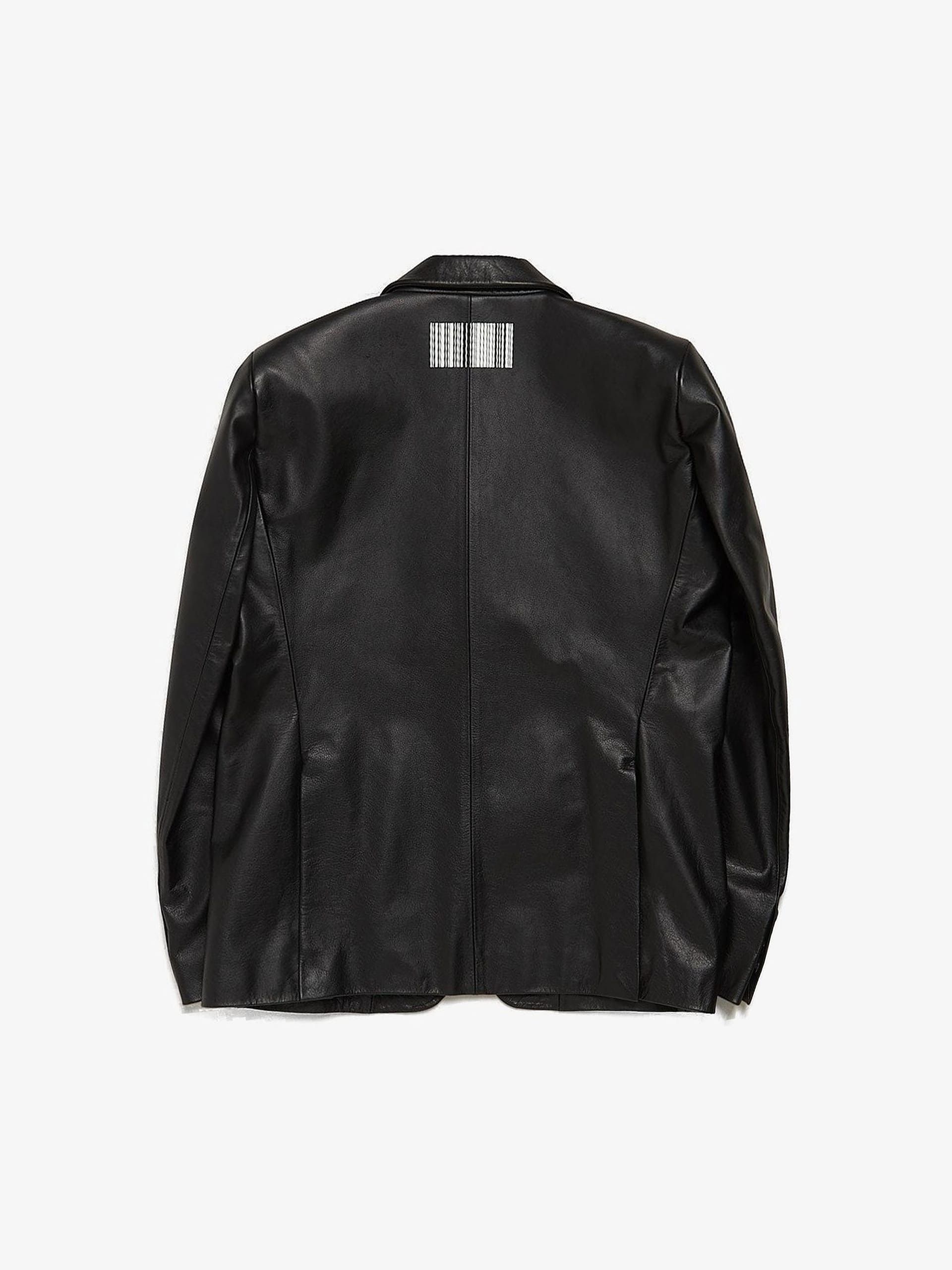 VTMNTS Black Bar Code Printed Leather Blazer Jacket Size US XL / EU 56 / 4 - 2 Thumbnail