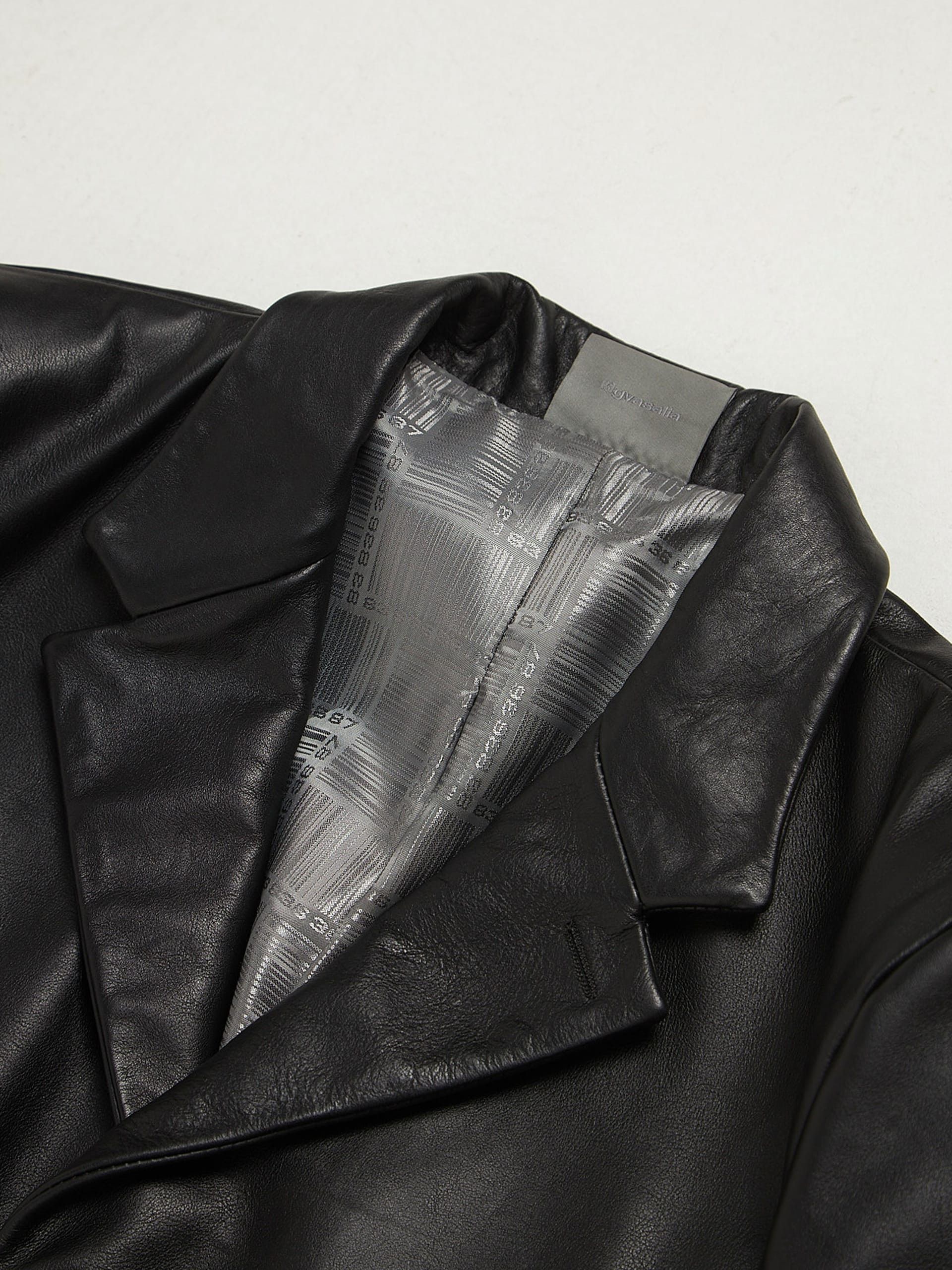 VTMNTS Black Bar Code Printed Leather Blazer Jacket Size US XL / EU 56 / 4 - 3 Thumbnail