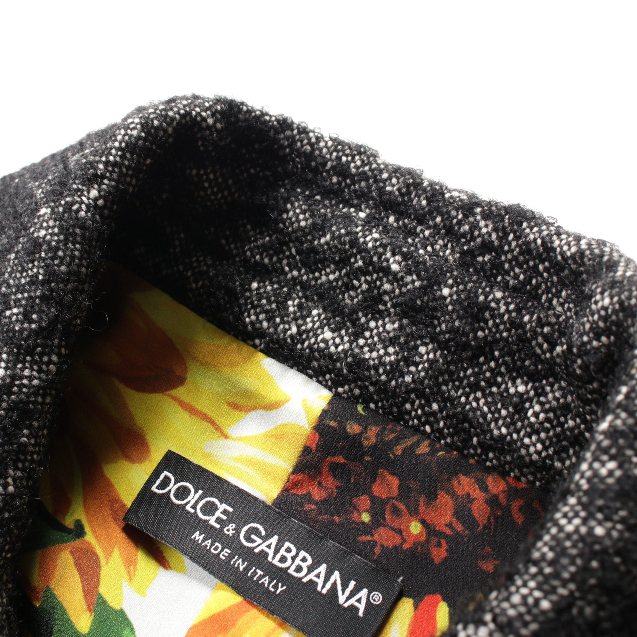 Dolce & Gabbana Dolce Gabbana Tweed Jacket Cotton Wool Black Size ONE SIZE - 7 Thumbnail