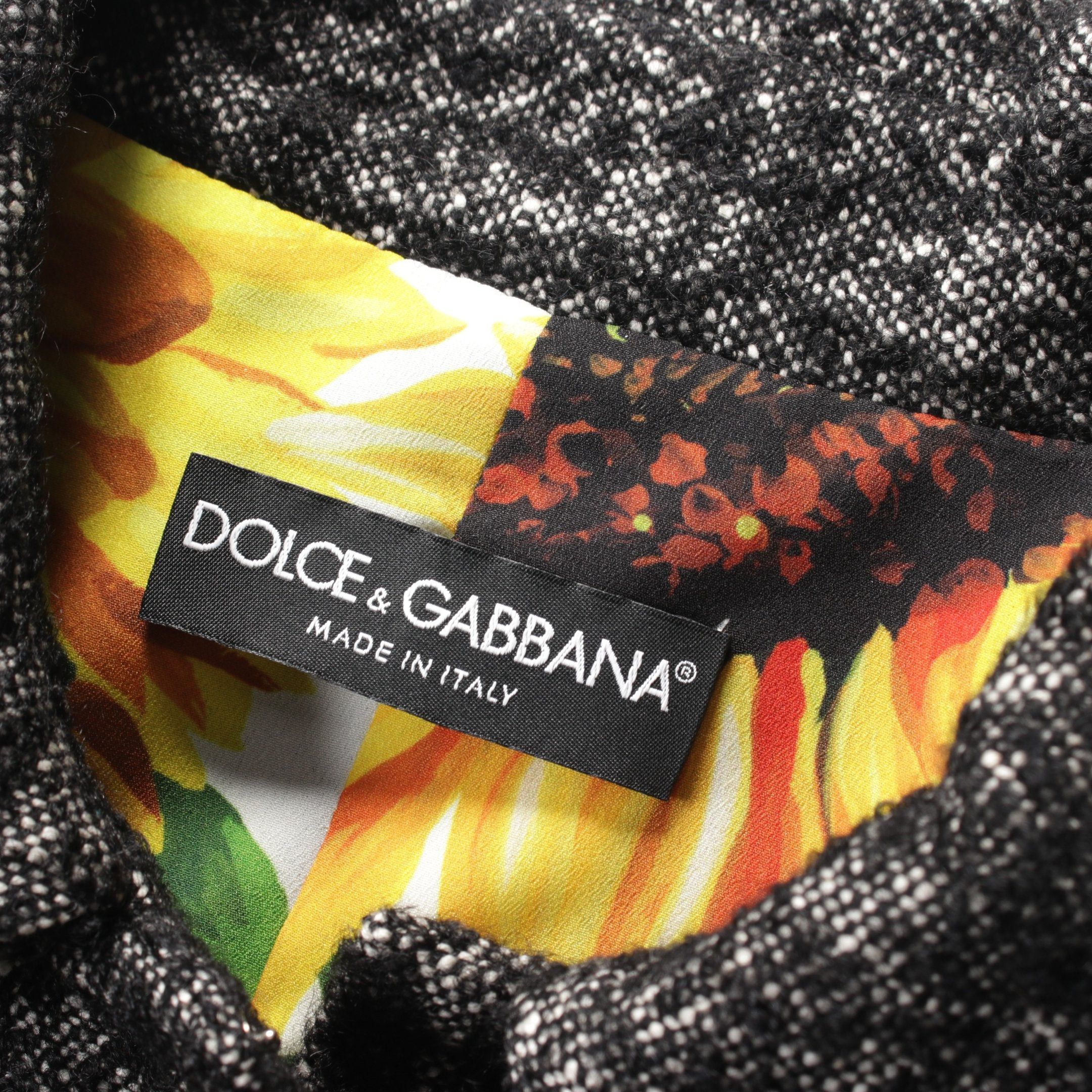 Dolce & Gabbana Dolce Gabbana Tweed Jacket Cotton Wool Black Size ONE SIZE - 3 Thumbnail