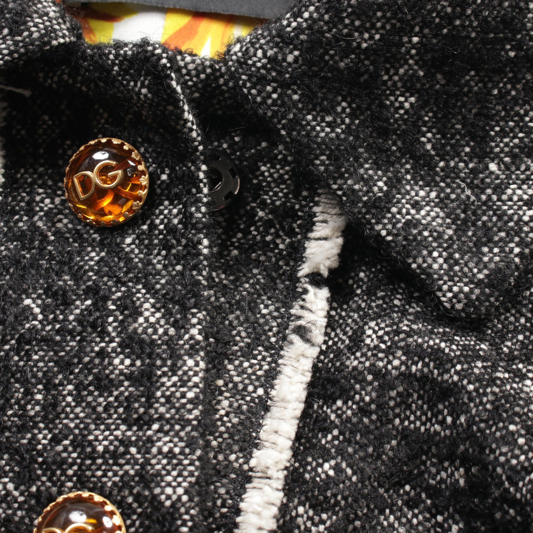 Dolce & Gabbana Dolce Gabbana Tweed Jacket Cotton Wool Black Size ONE SIZE - 9 Thumbnail