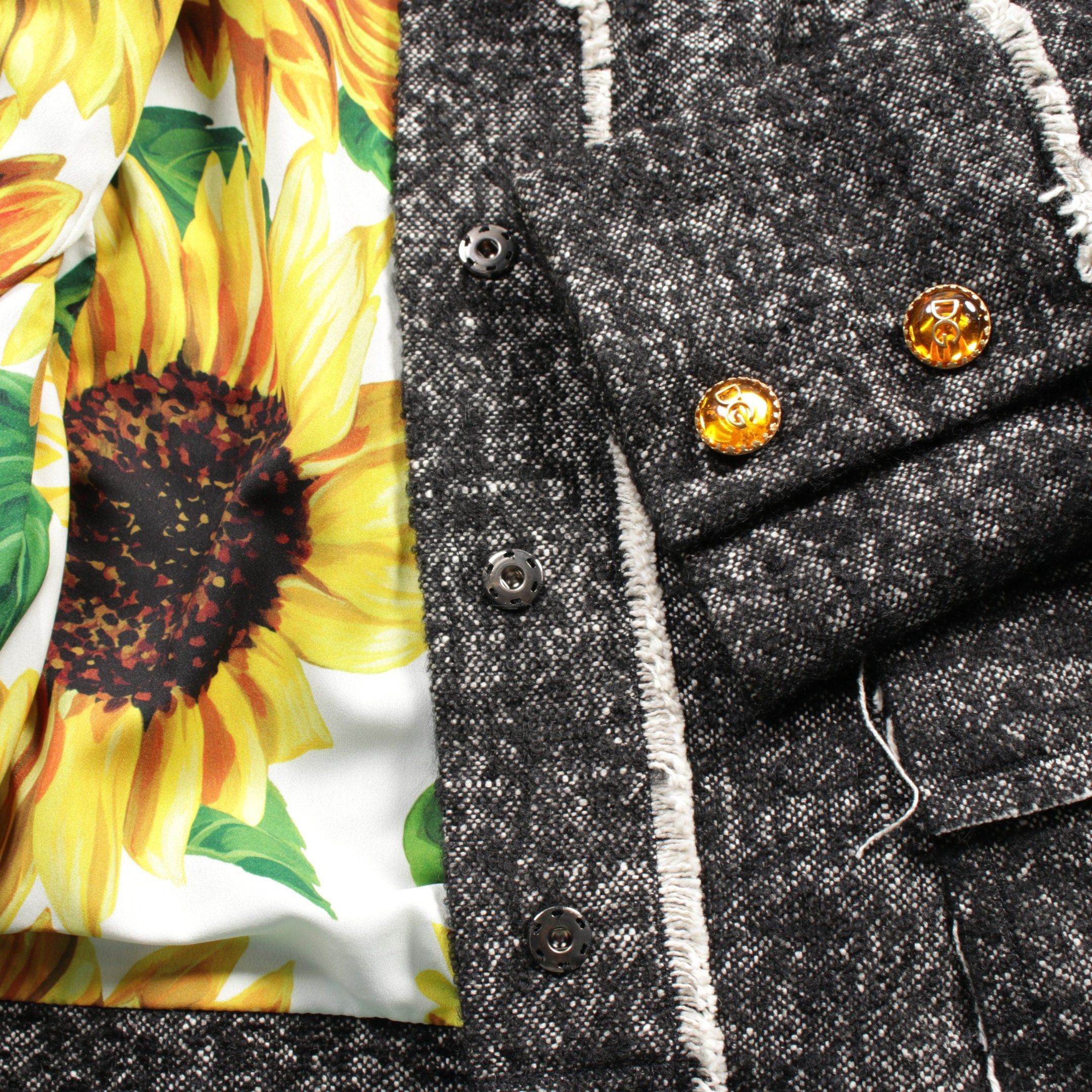 Dolce & Gabbana Dolce Gabbana Tweed Jacket Cotton Wool Black Size ONE SIZE - 8 Thumbnail