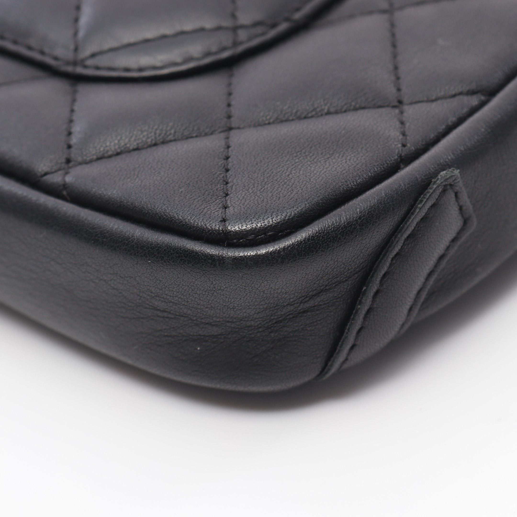 Chanel Chanel Cambon Line Accessory Pouch Handbag Leather Black Silver Hardware Size ONE SIZE - 7 Thumbnail