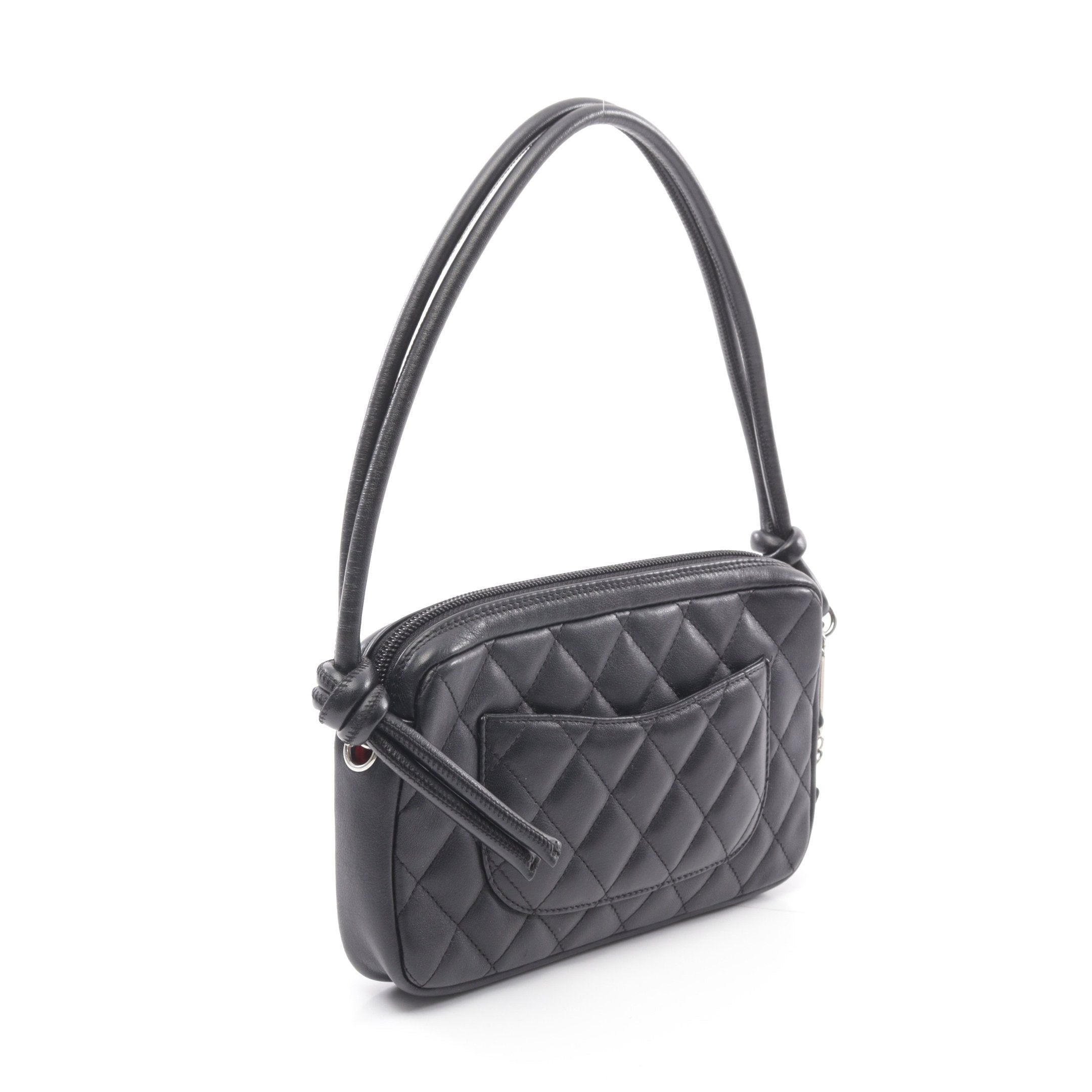 Chanel Chanel Cambon Line Accessory Pouch Handbag Leather Black Silver Hardware Size ONE SIZE - 2 Thumbnail