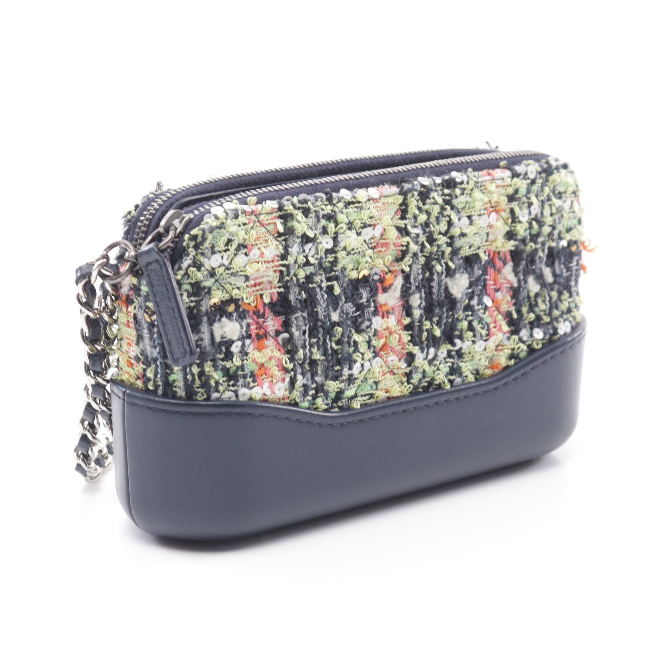 Chanel Chanel Gabriel Chain Shoulder Bag Wallet Tweed Leather Navy Multicolor Gold Hardware Size ONE SIZE - 2 Thumbnail