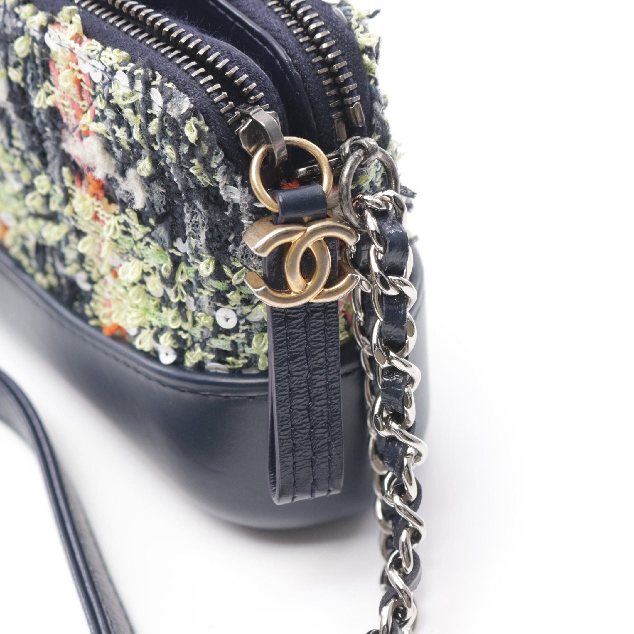 Chanel Chanel Gabriel Chain Shoulder Bag Wallet Tweed Leather Navy Multicolor Gold Hardware Size ONE SIZE - 7 Thumbnail