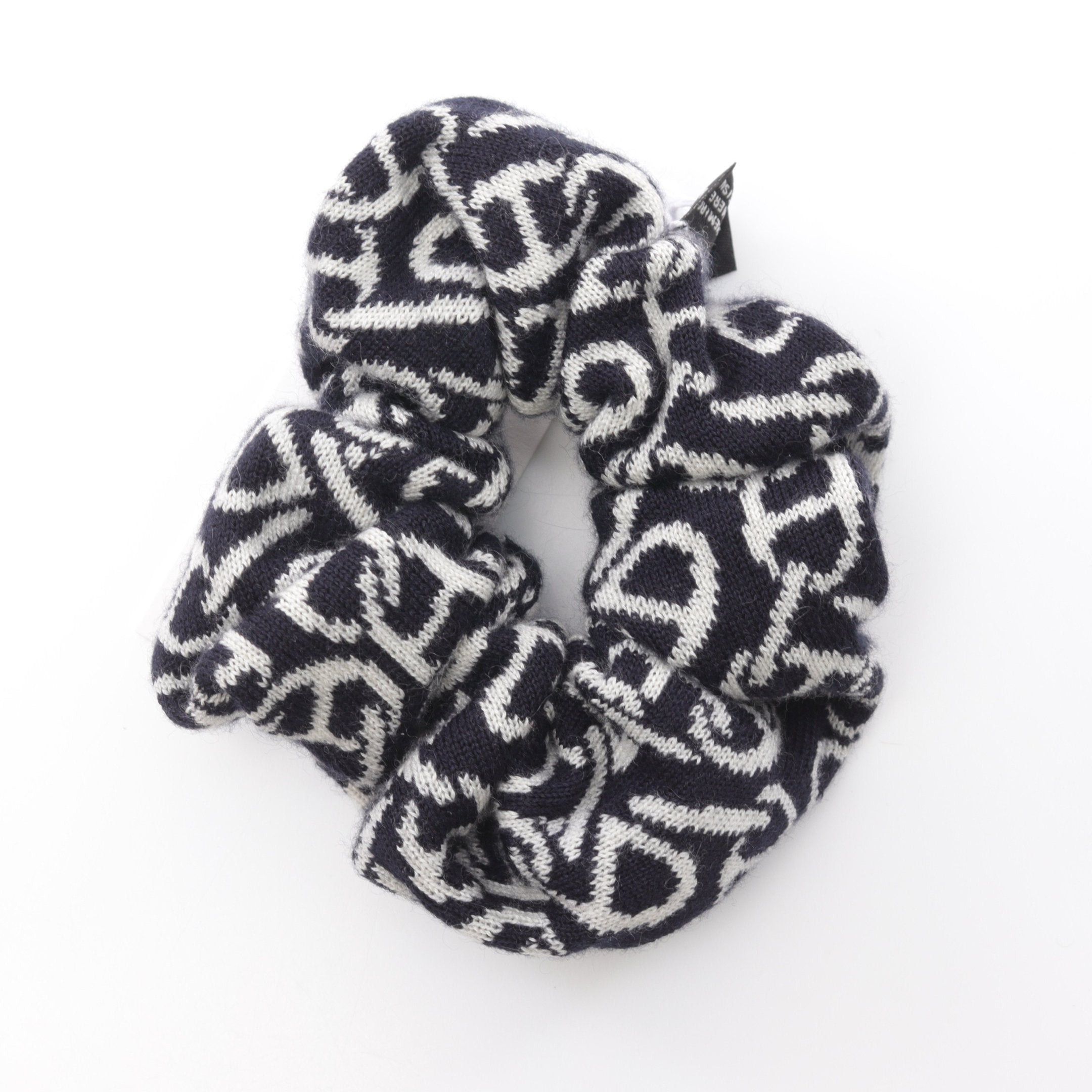 Hermes Hermes Claudia Scrunchie Hair Accessory Cashmere Silk Black White Size ONE SIZE - 2 Thumbnail