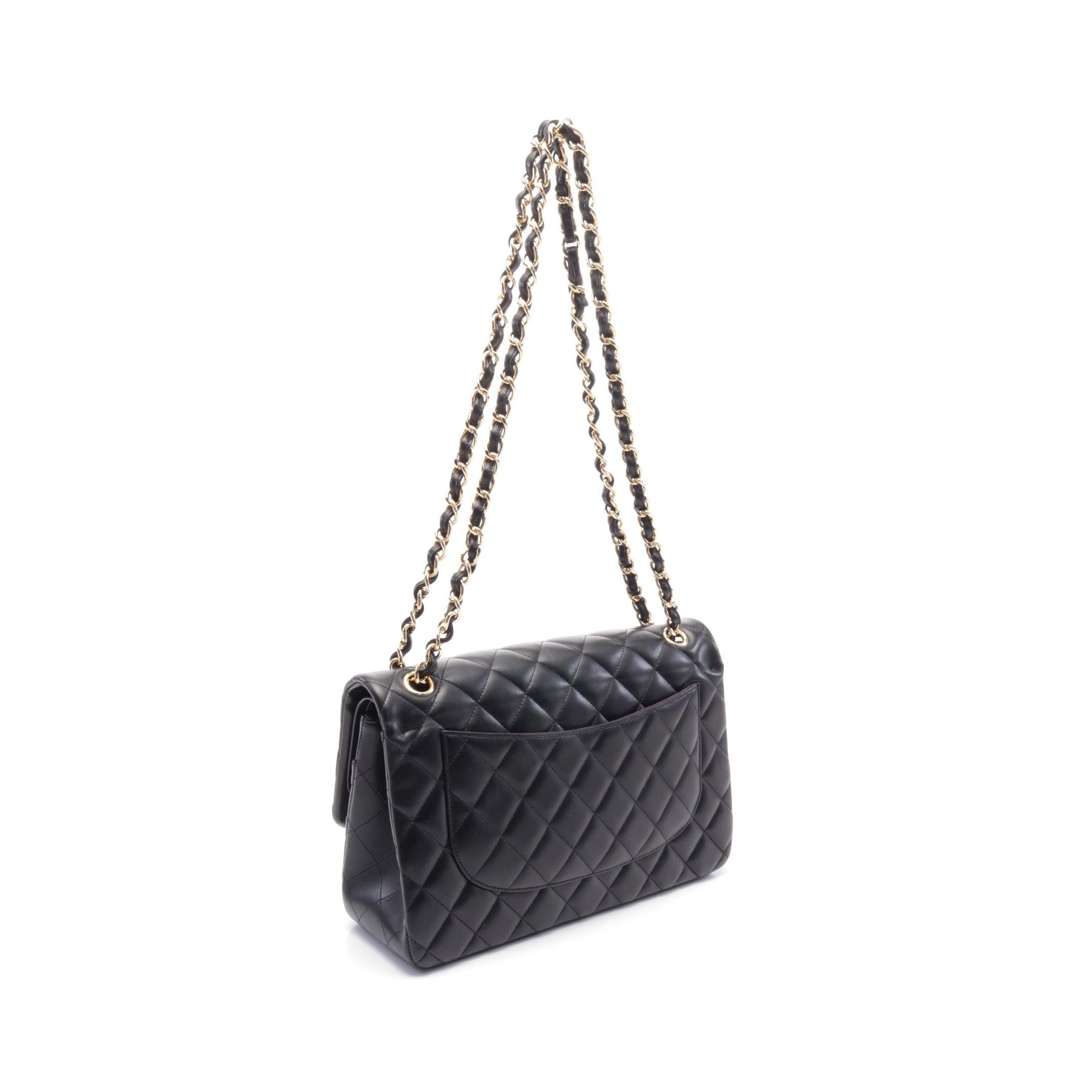 Chanel Chanel Decamatlassé 30 Classic Large Double Flap Chain Shoulder Bag Leather Black Gold Hardware Size ONE SIZE - 2 Thumbnail