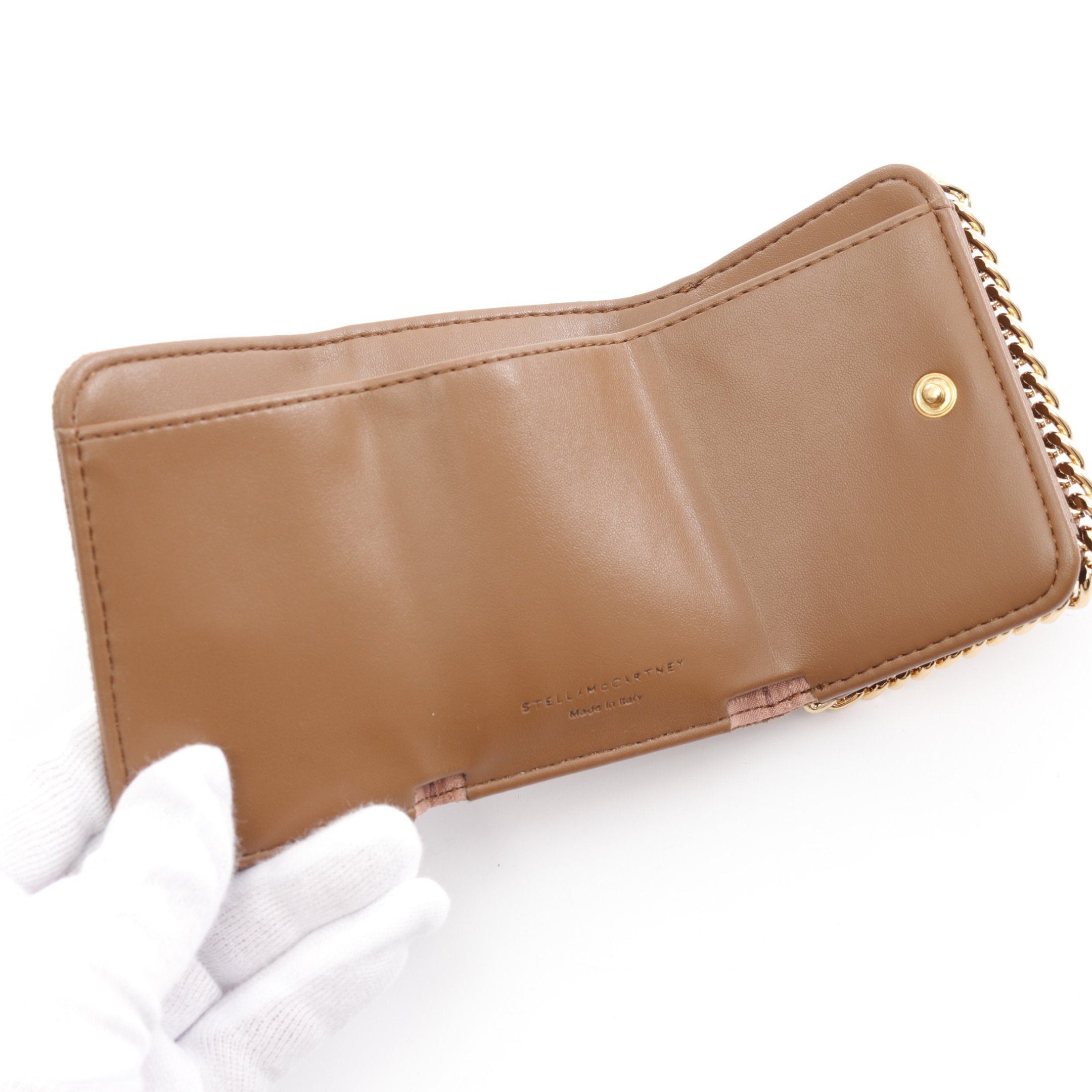 Stella McCartney Stella Mccartney Falabella Mini Wallet Trifold Fake Leather Brown Size ONE SIZE - 3 Thumbnail