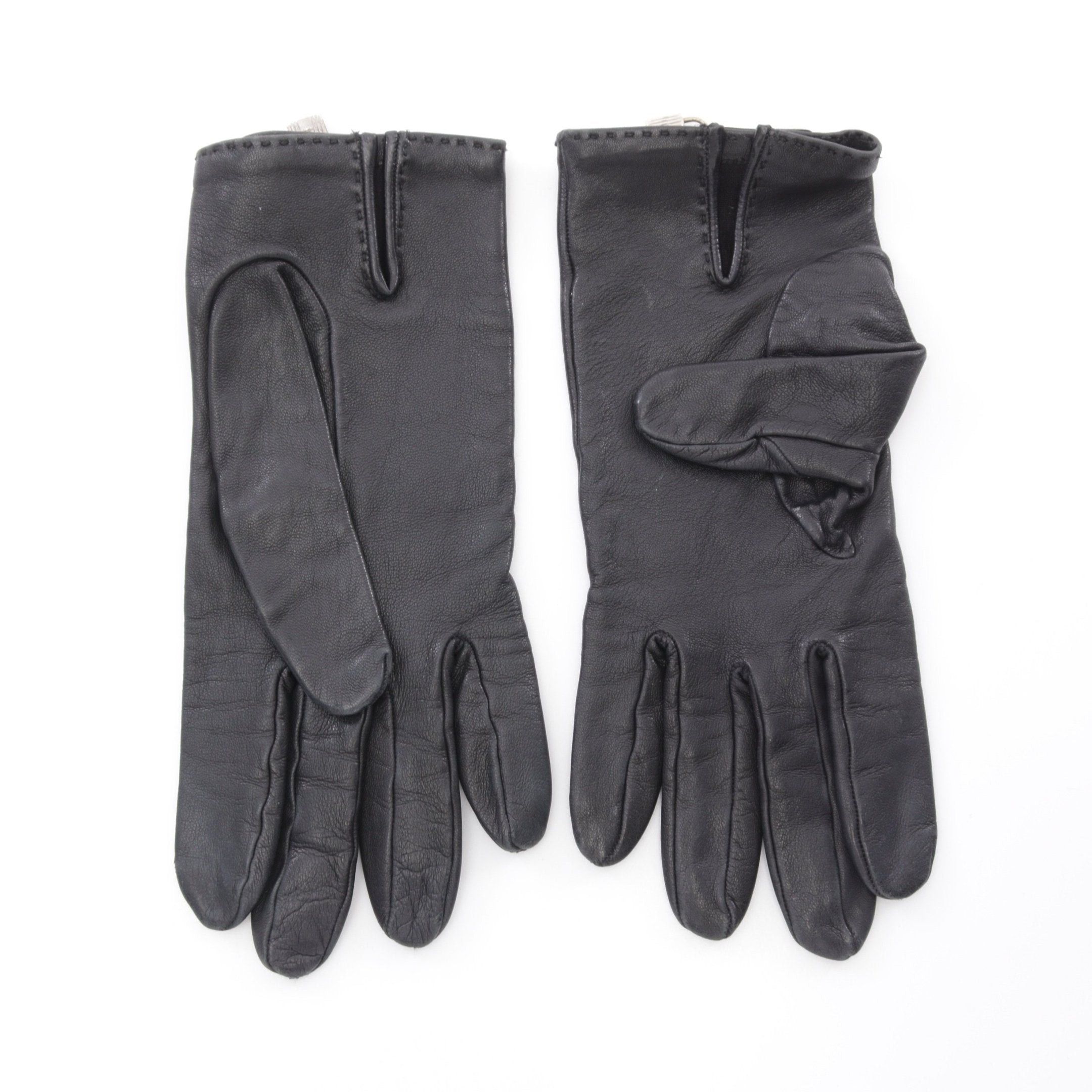 Hermes Hermes Soya Kelly Gloves Glove Lamb Leather Black Silver Hardware Size ONE SIZE - 2 Thumbnail