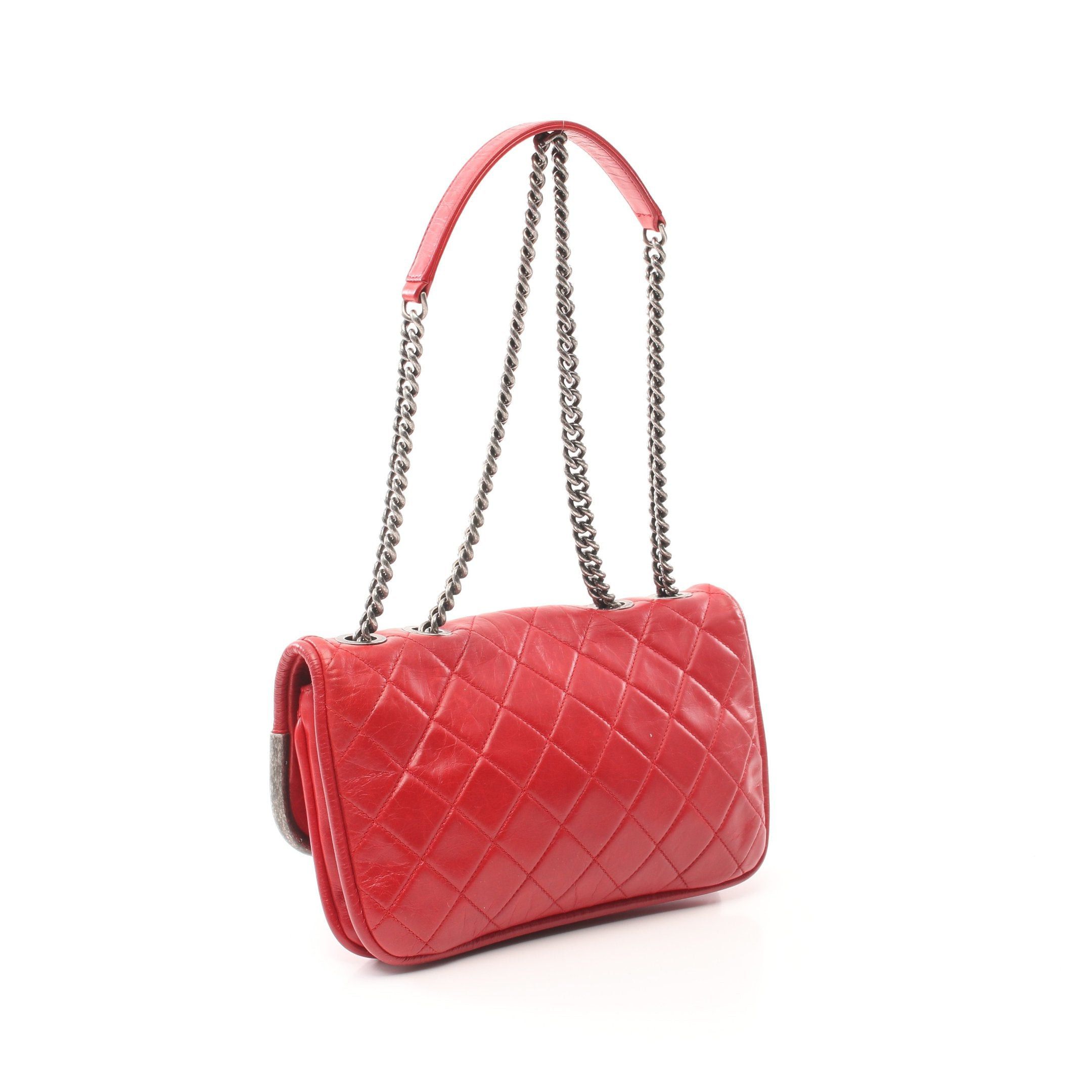 Chanel Chanel Matelasse Double Chain Shoulder Bag Leather Red Silver Hardware Size ONE SIZE - 2 Thumbnail