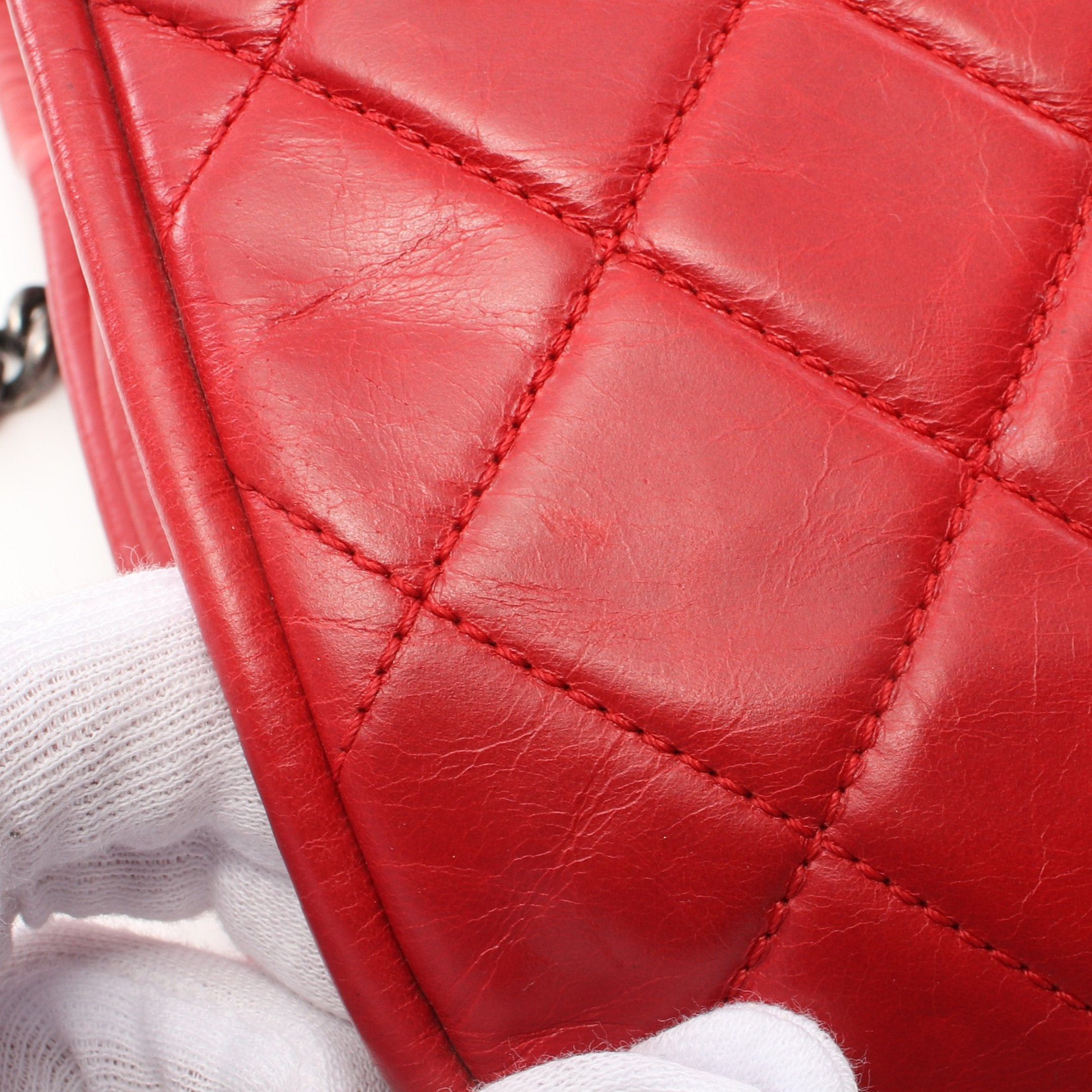 Chanel Chanel Matelasse Double Chain Shoulder Bag Leather Red Silver Hardware Size ONE SIZE - 11 Thumbnail