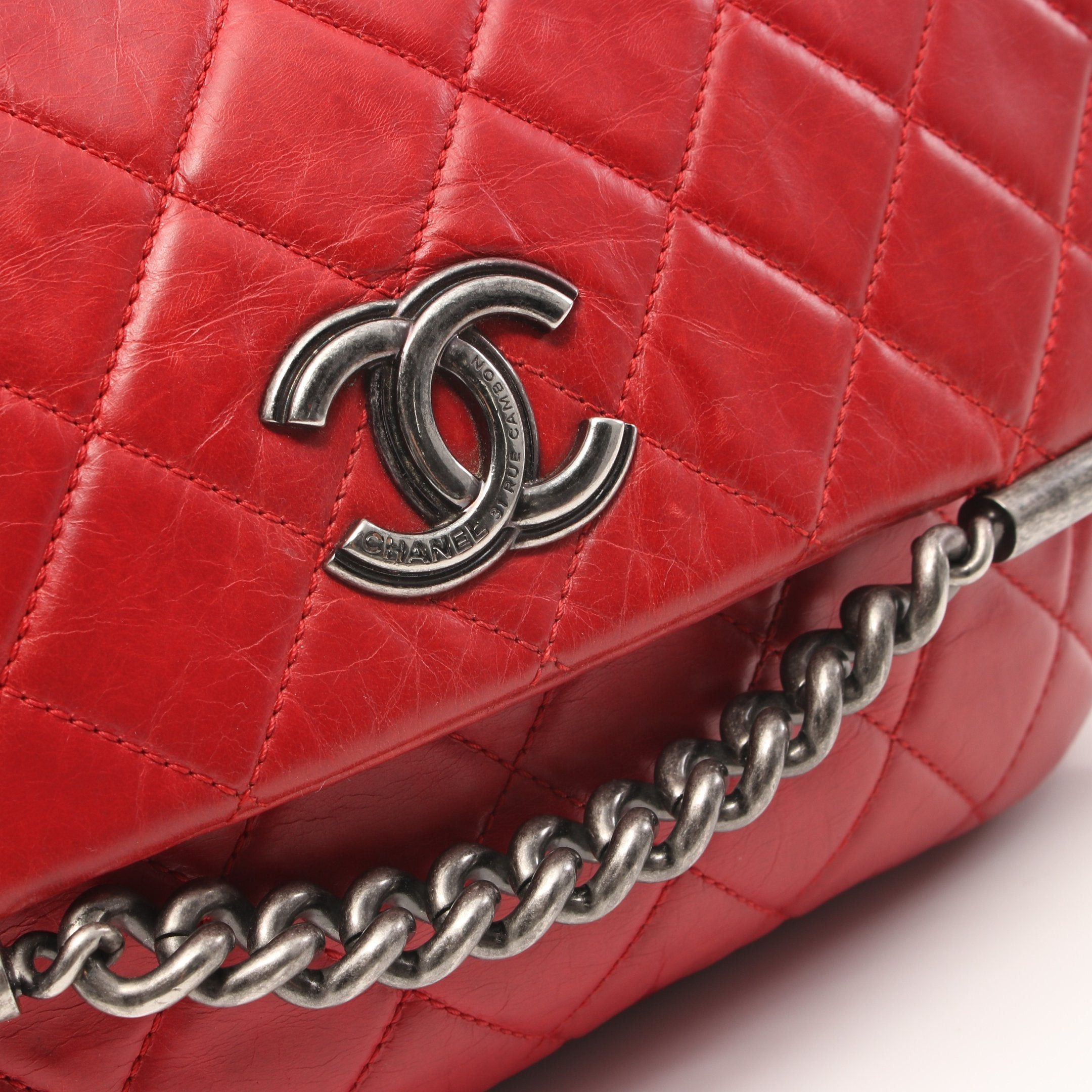 Chanel Chanel Matelasse Double Chain Shoulder Bag Leather Red Silver Hardware Size ONE SIZE - 12 Thumbnail