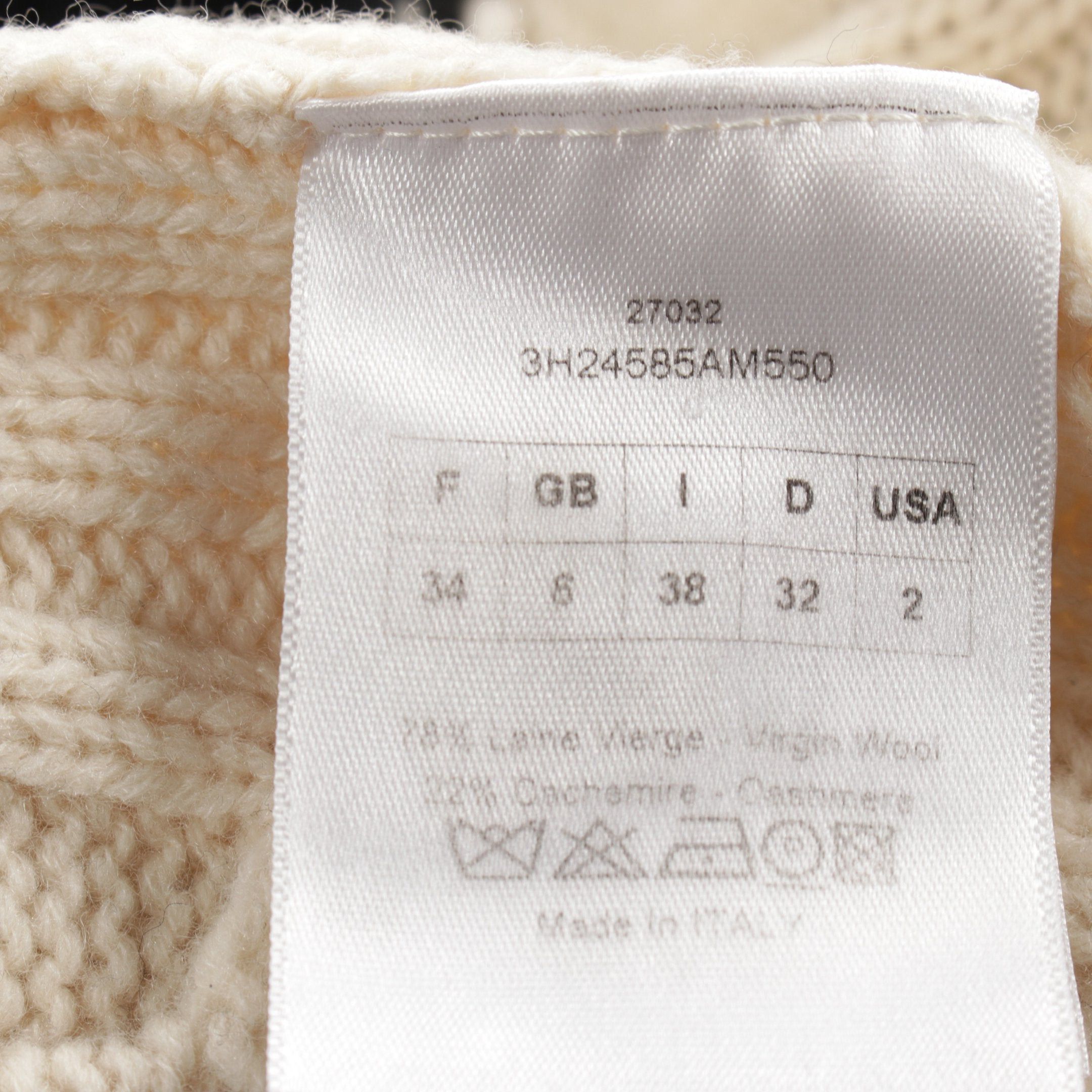 Dior Dior Cable Knit Wool Cashmere Ivory Black Size ONE SIZE - 6 Thumbnail
