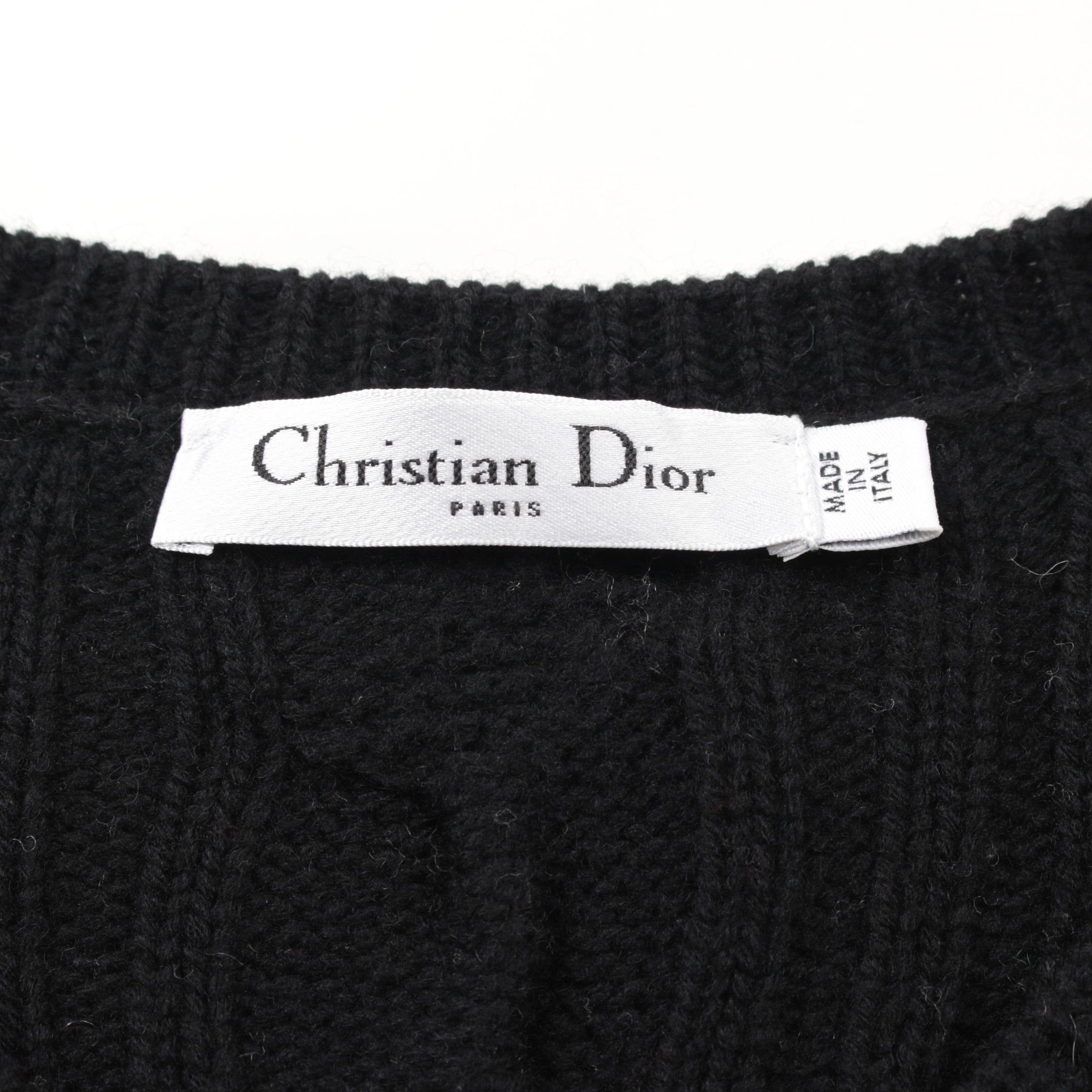 Dior Dior Cable Knit Wool Cashmere Ivory Black Size ONE SIZE - 3 Thumbnail