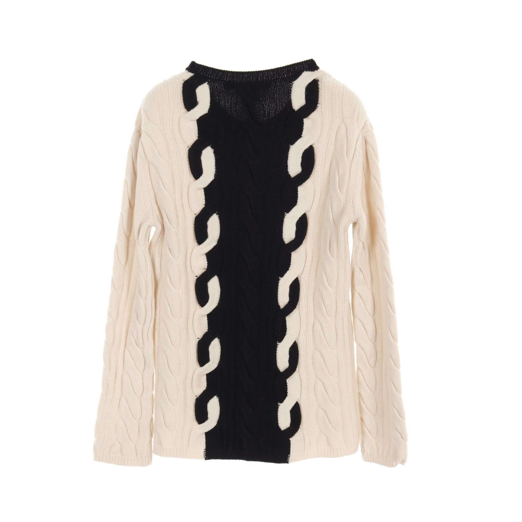 Dior Dior Cable Knit Wool Cashmere Ivory Black Size ONE SIZE - 2 Thumbnail
