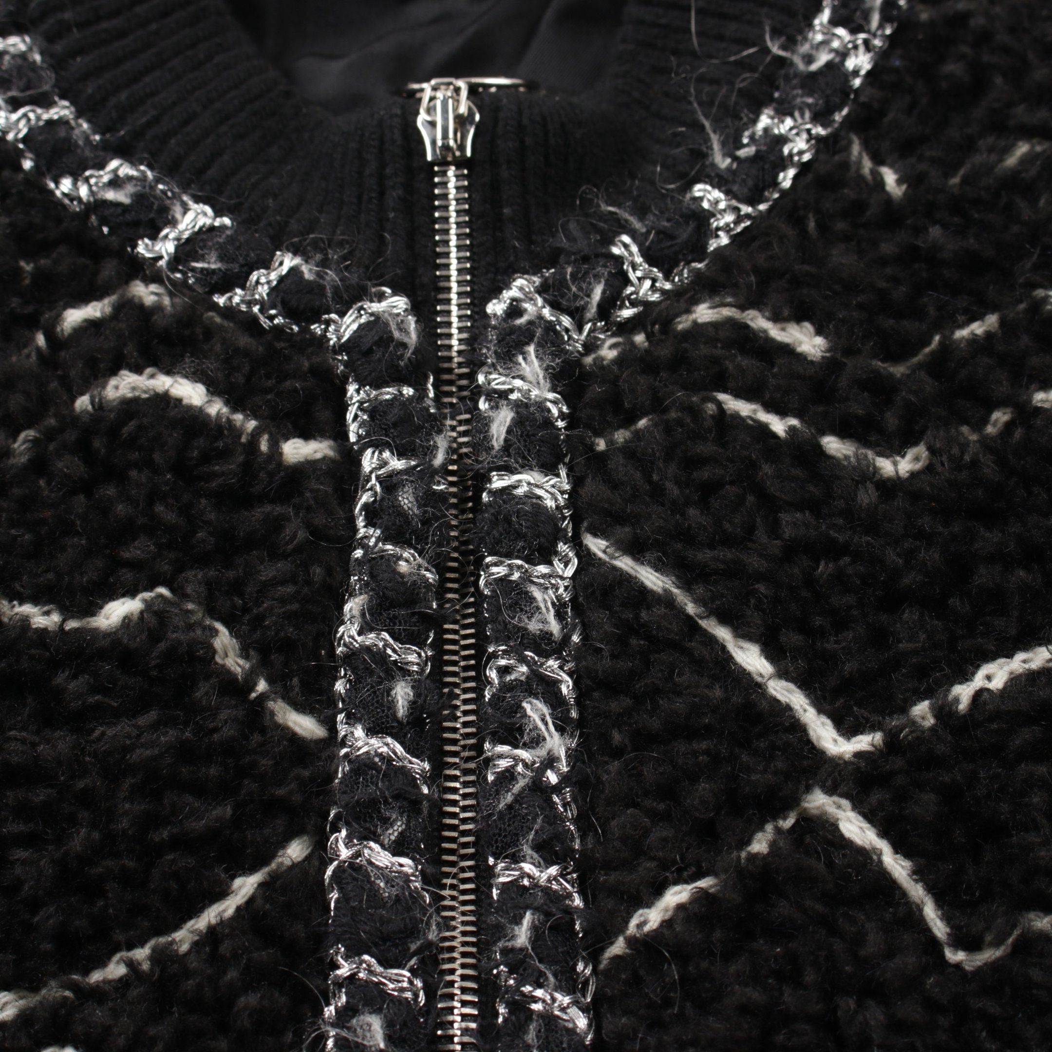 Chanel Chanel Boa Jacket Blouson Alpaca Black White Size ONE SIZE - 7 Thumbnail