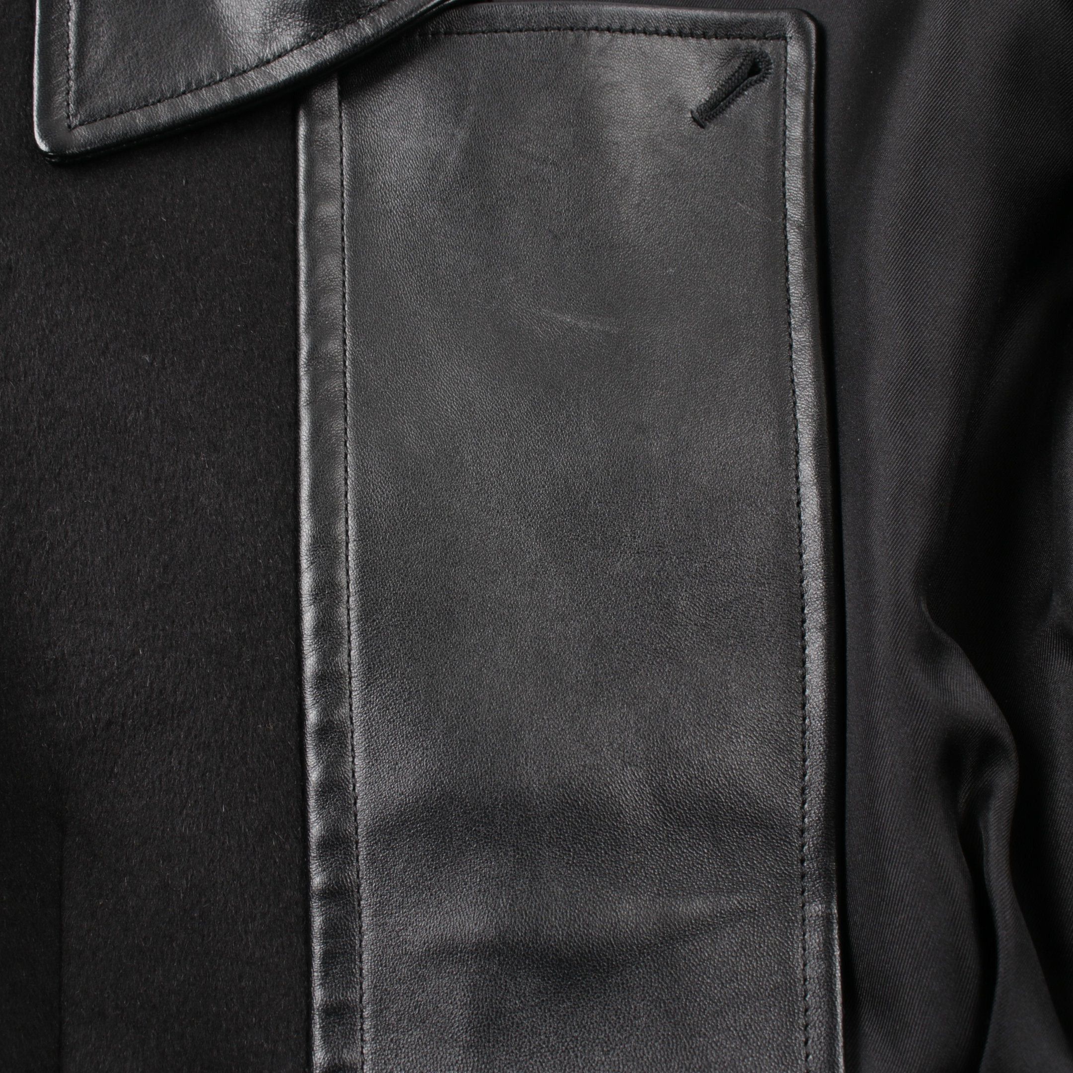 Louis Vuitton Louis Vuitton Coat Wool Angola Fiber Black Leather Switching Size ONE SIZE - 6 Thumbnail