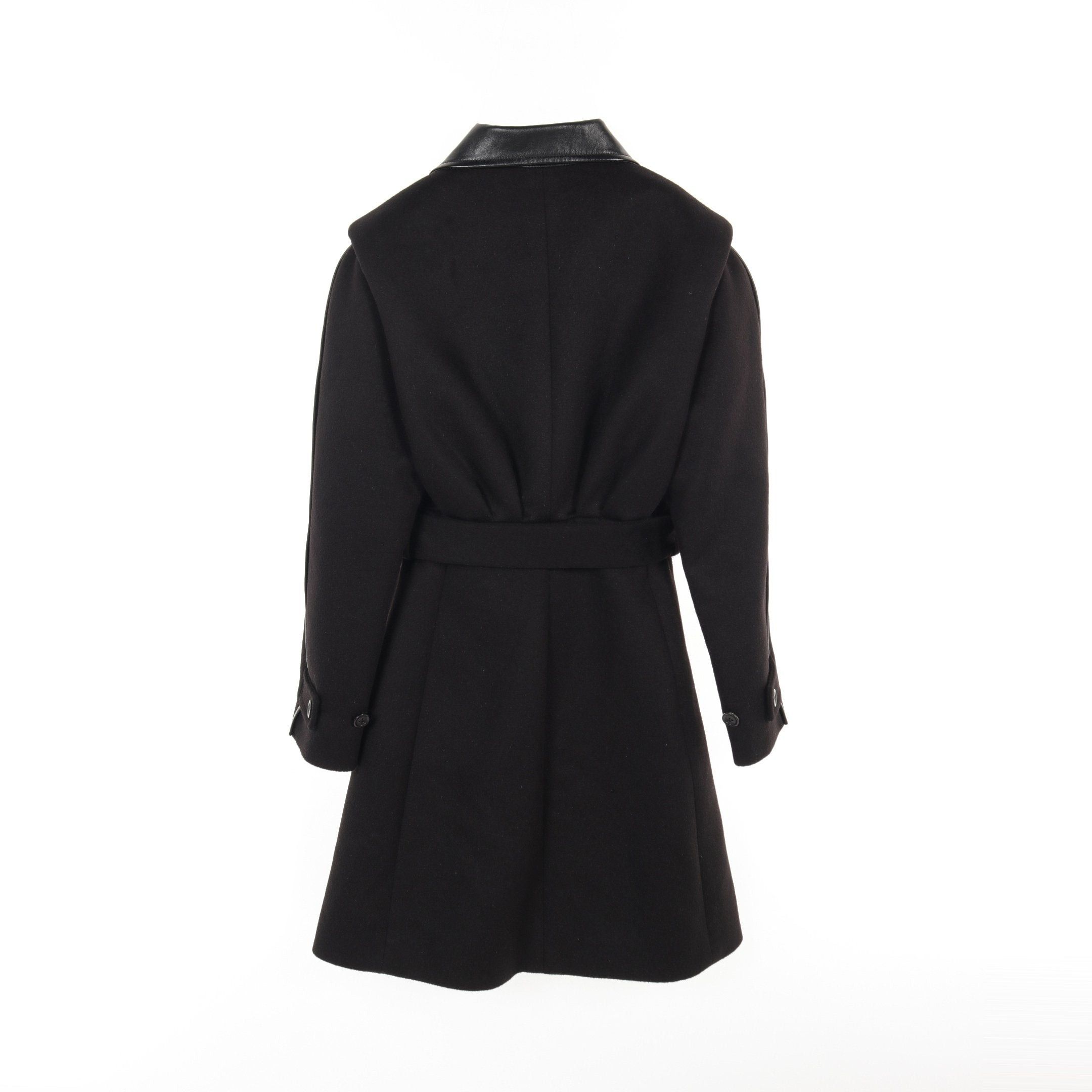 Louis Vuitton Louis Vuitton Coat Wool Angola Fiber Black Leather Switching Size ONE SIZE - 2 Thumbnail