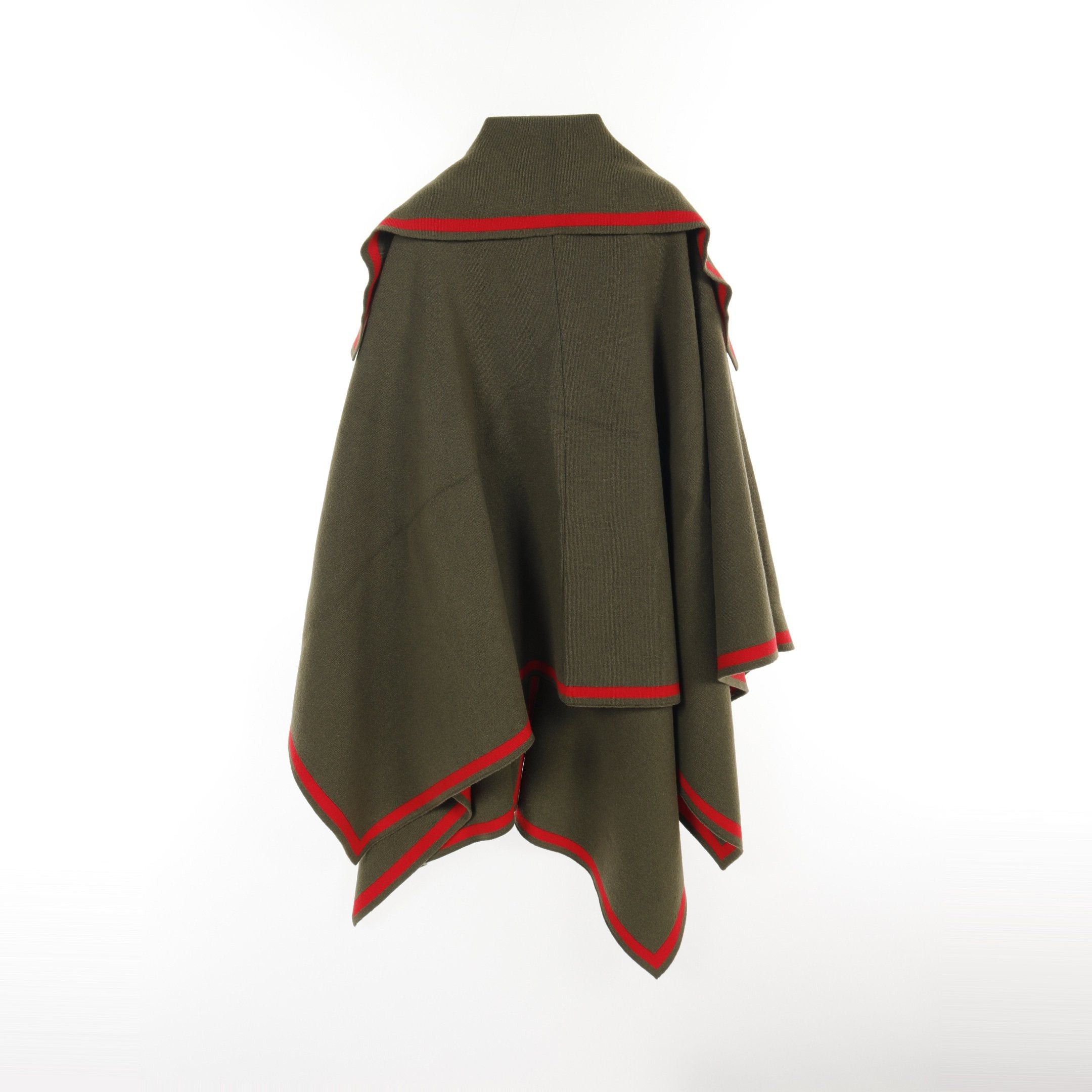 Burberry Burberry Poncho Wool Cashmere Khaki Green Red Size ONE SIZE - 2 Thumbnail