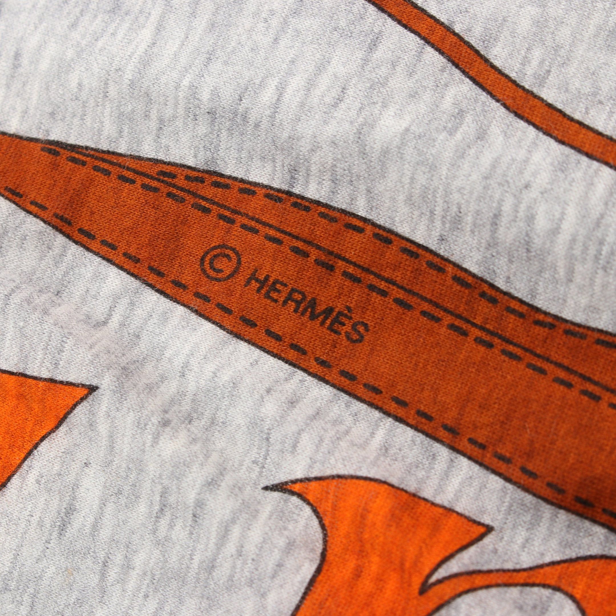 Hermes Hermes Monsieur Et Madame Scarf Cotton Gray Orange Multicolor Size ONE SIZE - 2 Thumbnail