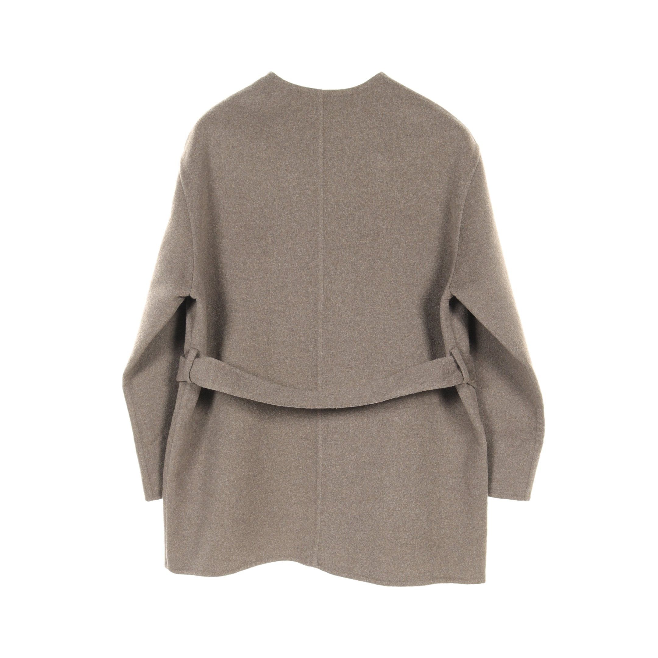 Hermes Hermes Double Face Coat Collarless Cashmere Gray Beige Size ONE SIZE - 2 Thumbnail