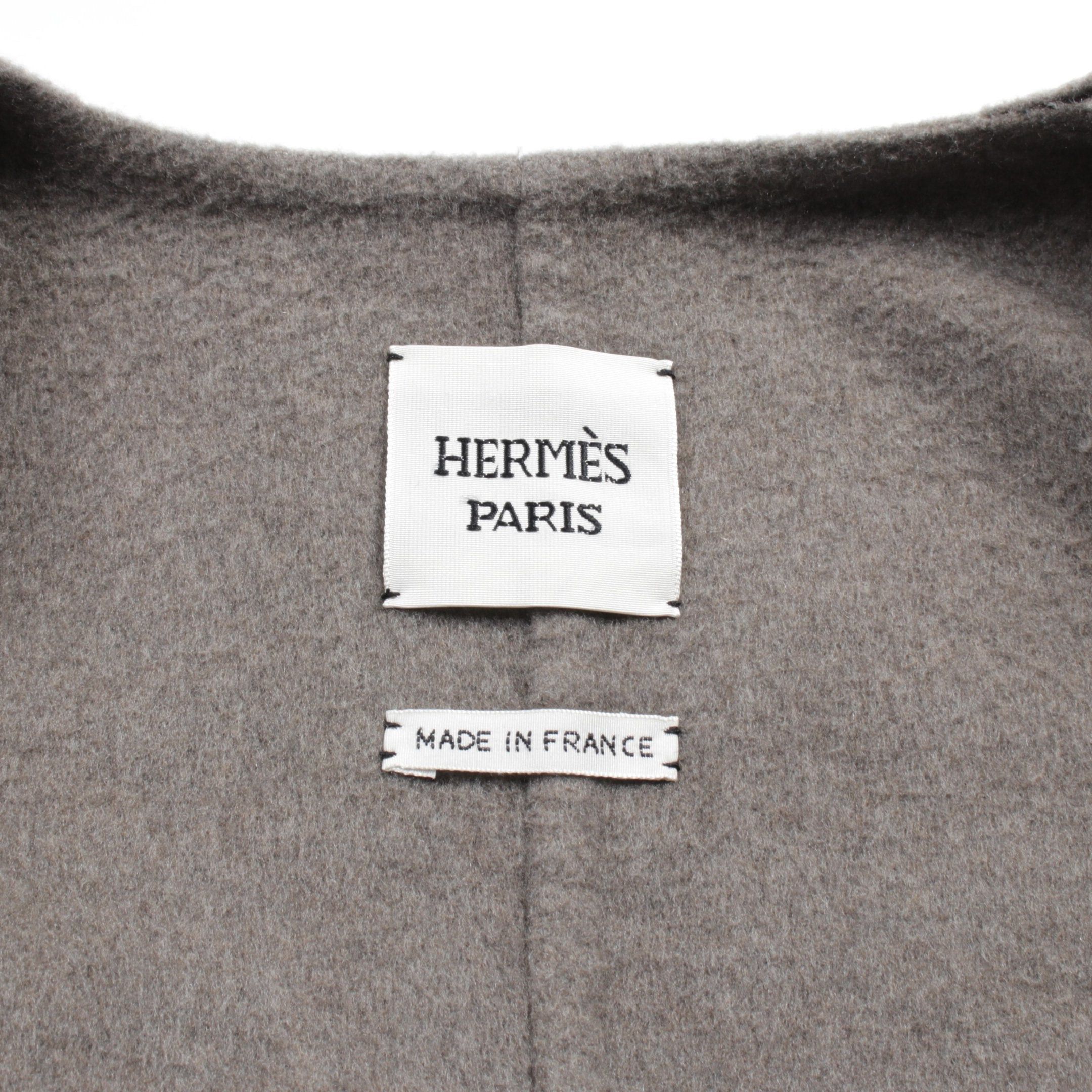 Hermes Hermes Double Face Coat Collarless Cashmere Gray Beige Size ONE SIZE - 3 Thumbnail