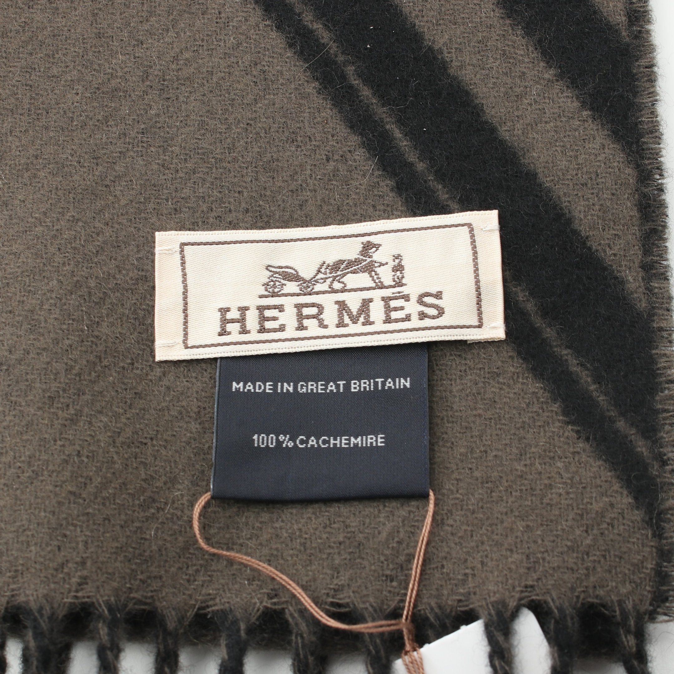 Hermes Hermes Sangles En Zig Zag Scarf Cashmere Black Gray Brown Size ONE SIZE - 2 Thumbnail