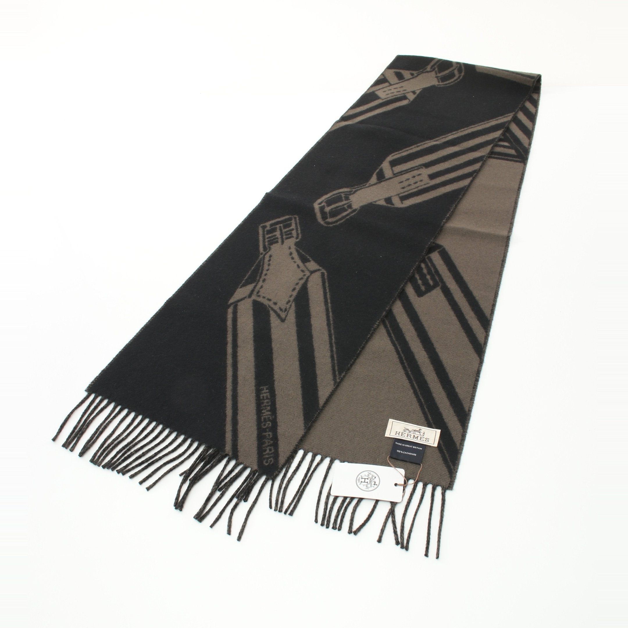 Hermes Hermes Sangles En Zig Zag Scarf Cashmere Black Gray Brown Size ONE SIZE - 4 Thumbnail