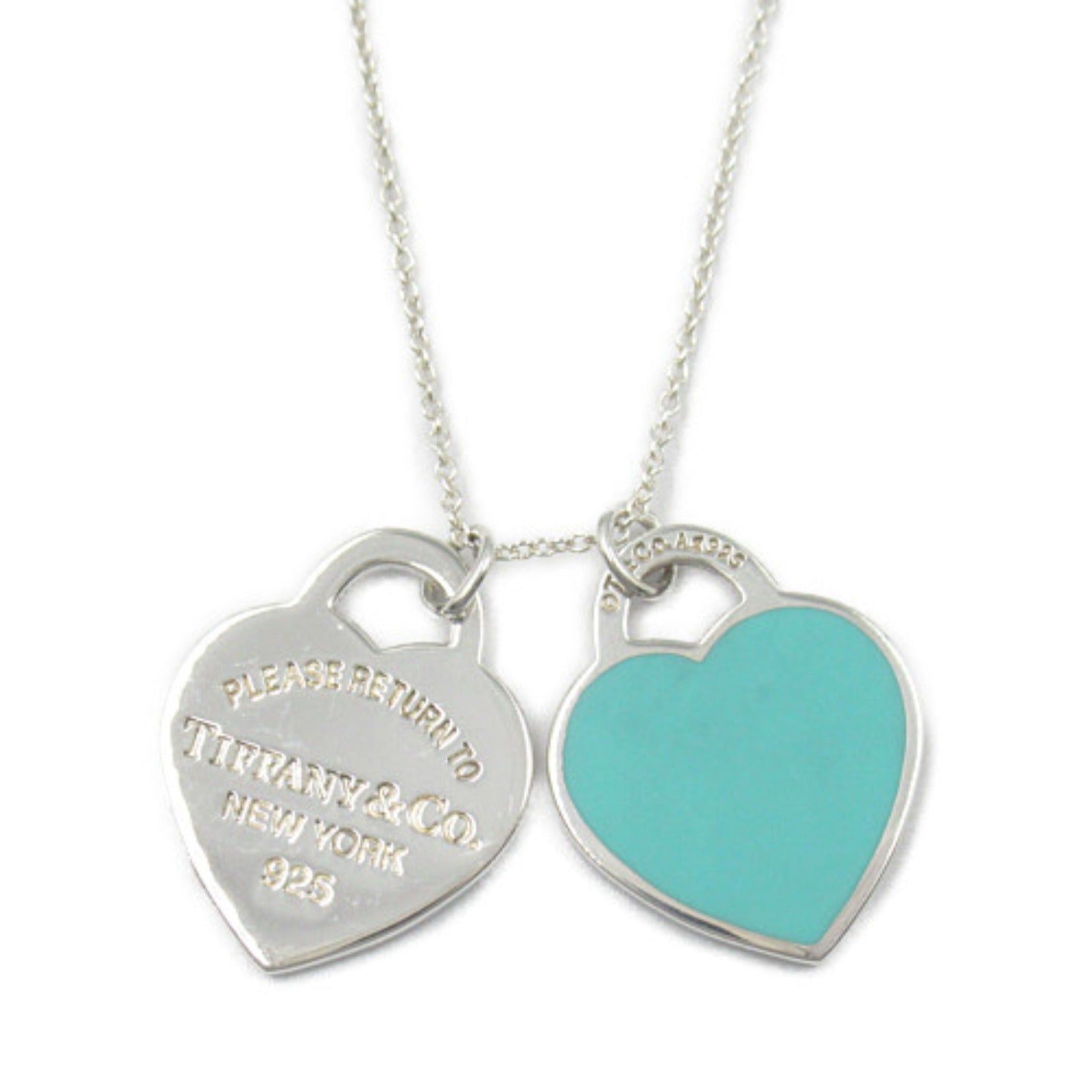 Tiffany & Co. Tiffany Co Double Heart Tag Pendant Small Necklace 925 Silver Blue Size ONE SIZE - 2 Thumbnail