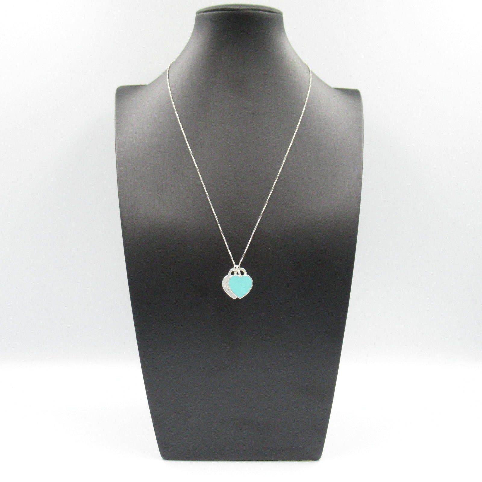 Tiffany & Co. Tiffany Co Double Heart Tag Pendant Small Necklace 925 Silver Blue Size ONE SIZE - 9 Thumbnail