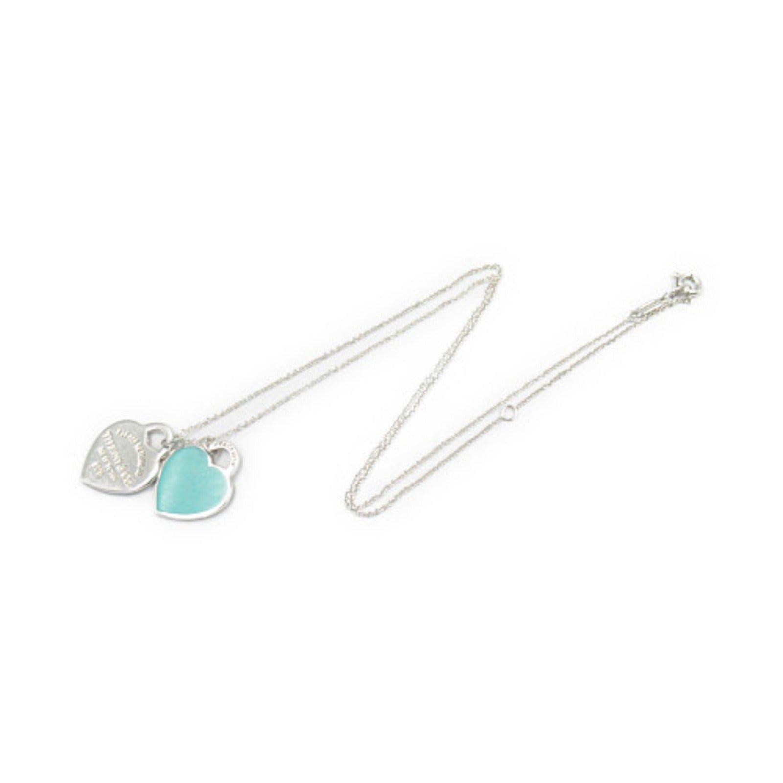 Tiffany & Co. Tiffany Co Double Heart Tag Pendant Small Necklace 925 Silver Blue Size ONE SIZE - 3 Thumbnail