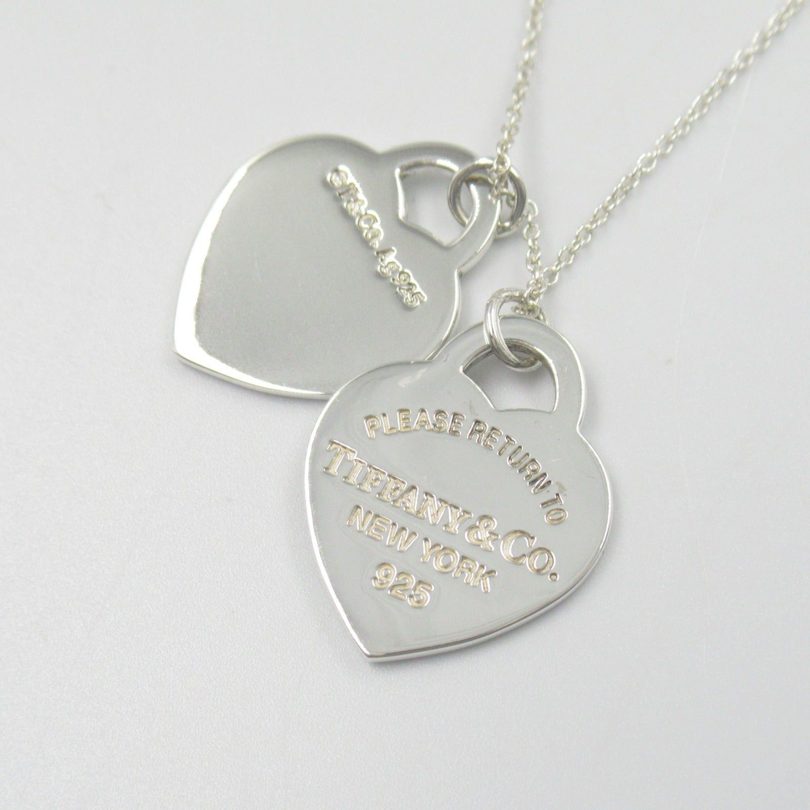 Tiffany & Co. Tiffany Co Double Heart Tag Pendant Small Necklace 925 Silver Blue Size ONE SIZE - 4 Thumbnail