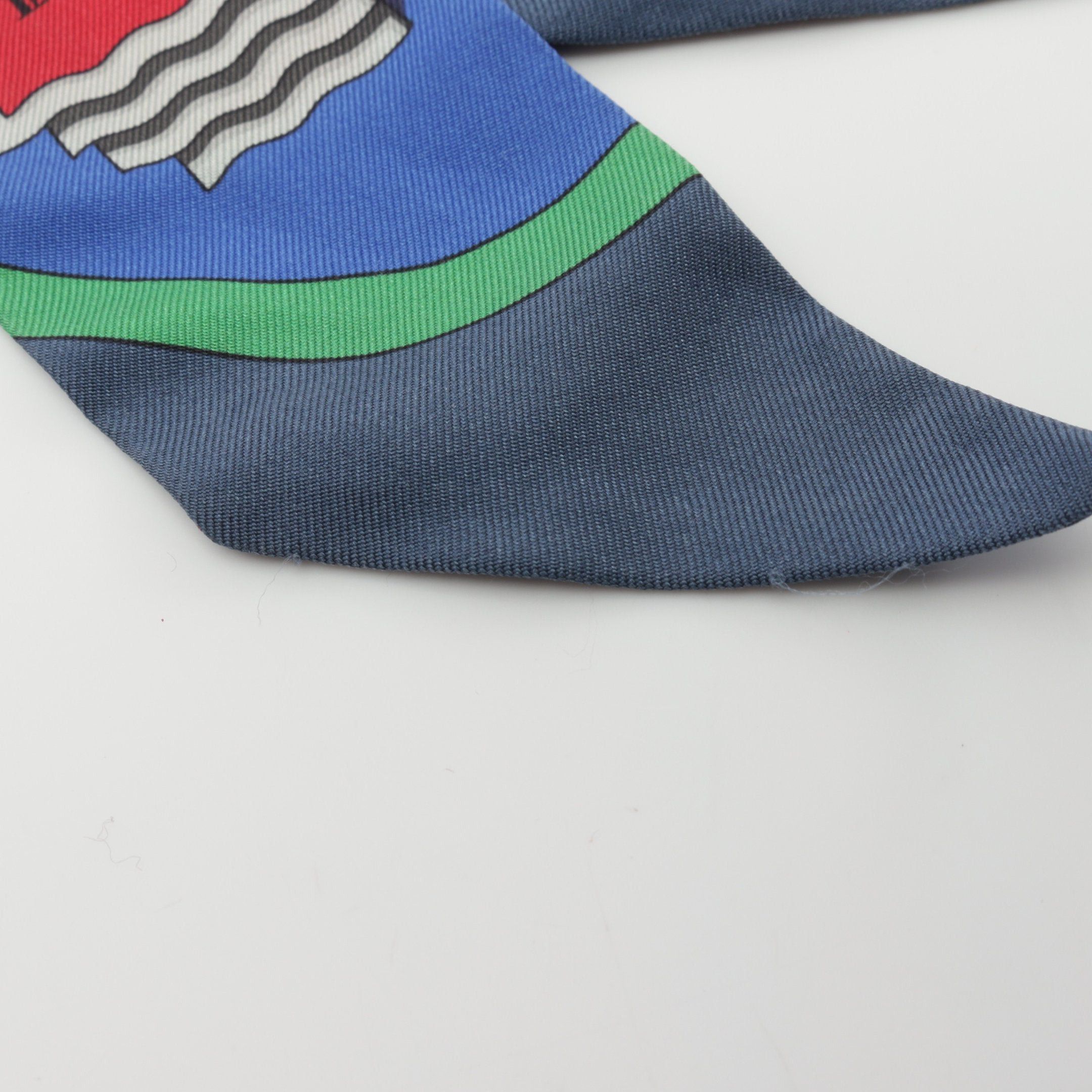 Hermes Hermes Twilly Carr En Boucles Ribbon Scarf Silk Blue Multicolor Size ONE SIZE - 8 Thumbnail