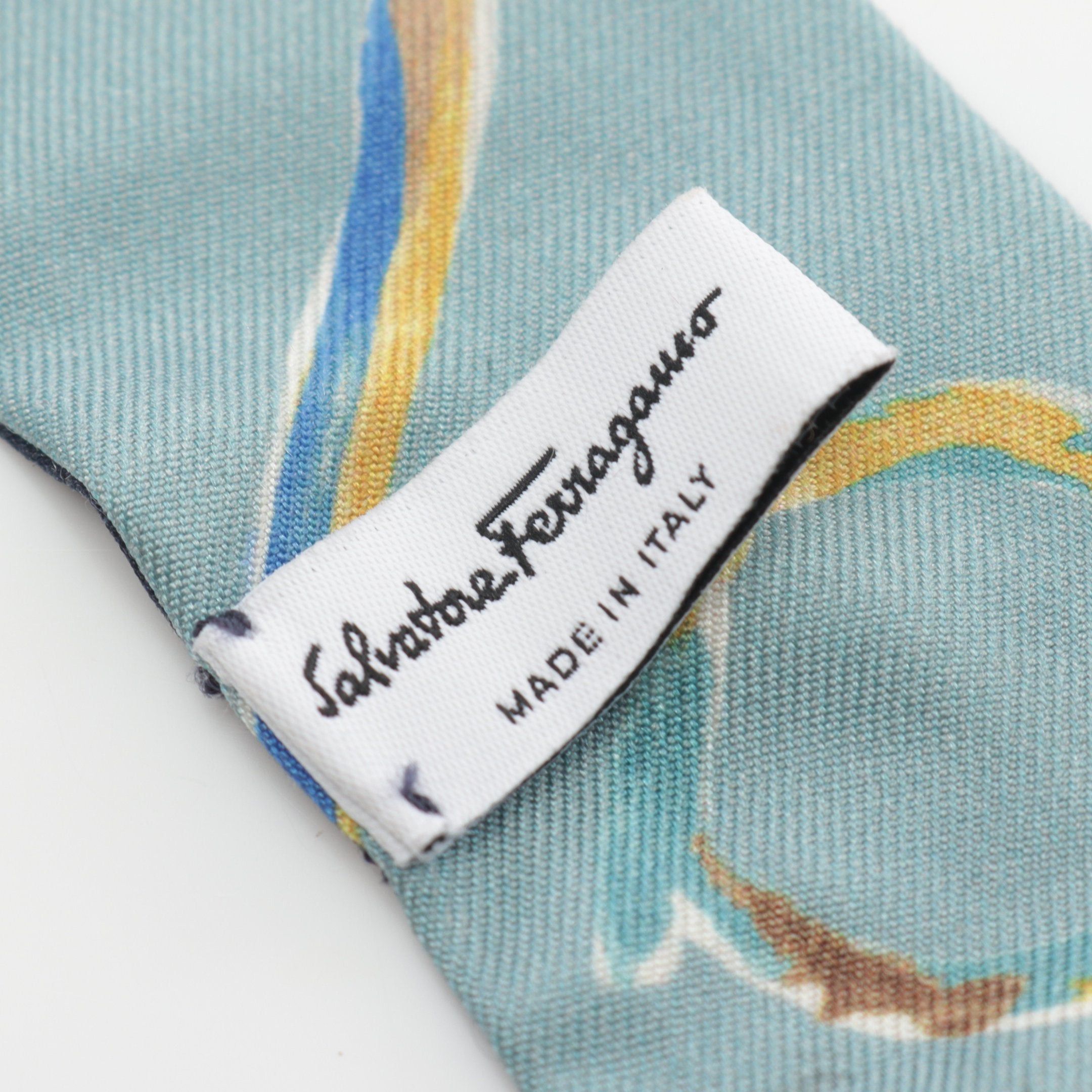 Salvatore Ferragamo Salvatore Ferragamo Scarf Silk Navy Multicolor Size ONE SIZE - 2 Thumbnail