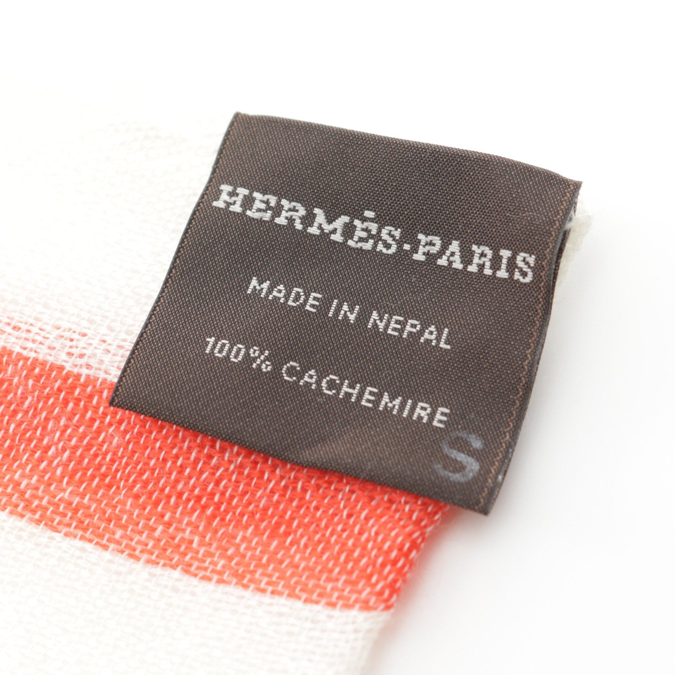 Hermes Hermes Bamboo Stripe Stall Scarf Cashmere Off White Red Beige Size ONE SIZE - 2 Thumbnail