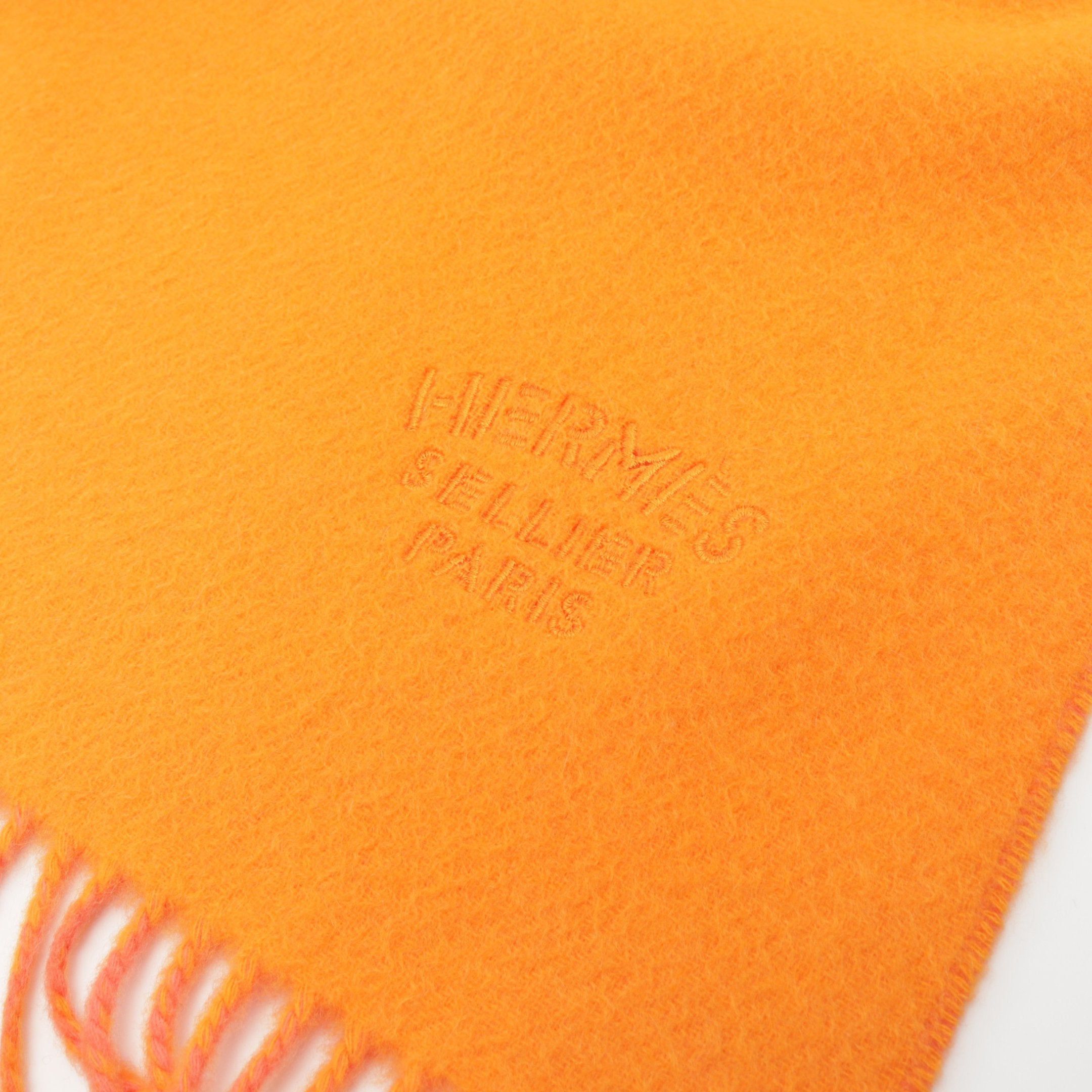 Hermes Hermes Large Size Scarf Cashmere Orange Size ONE SIZE - 3 Thumbnail