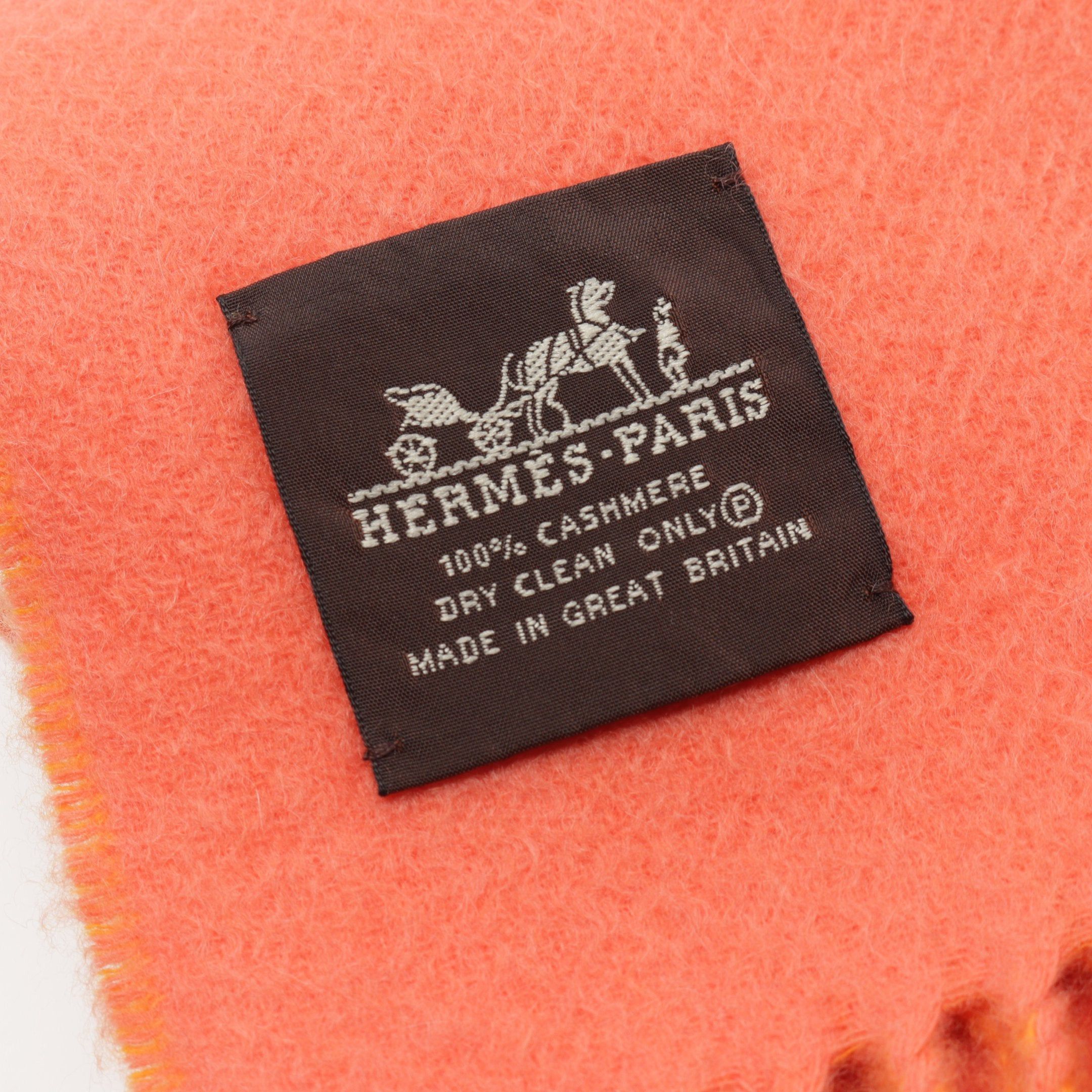 Hermes Hermes Large Size Scarf Cashmere Orange Size ONE SIZE - 2 Thumbnail