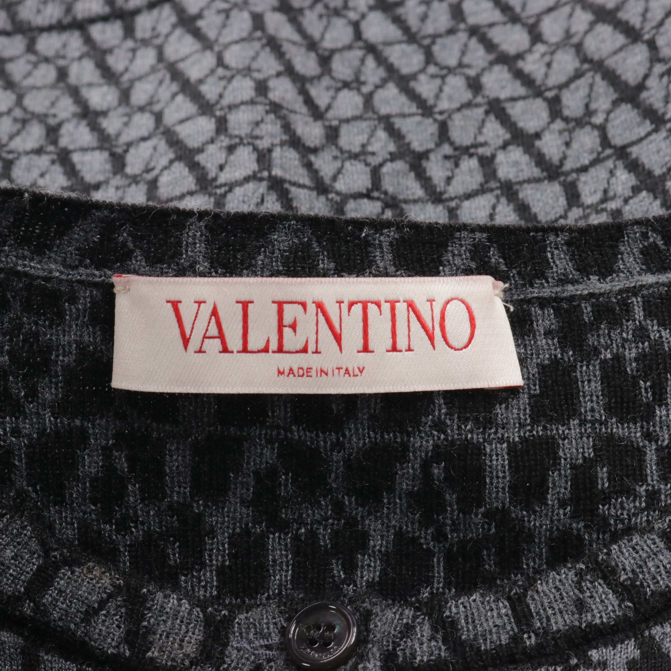 Valentino Valentino Cardigan Logo Pattern Wool Gray Size ONE SIZE - 3 Thumbnail