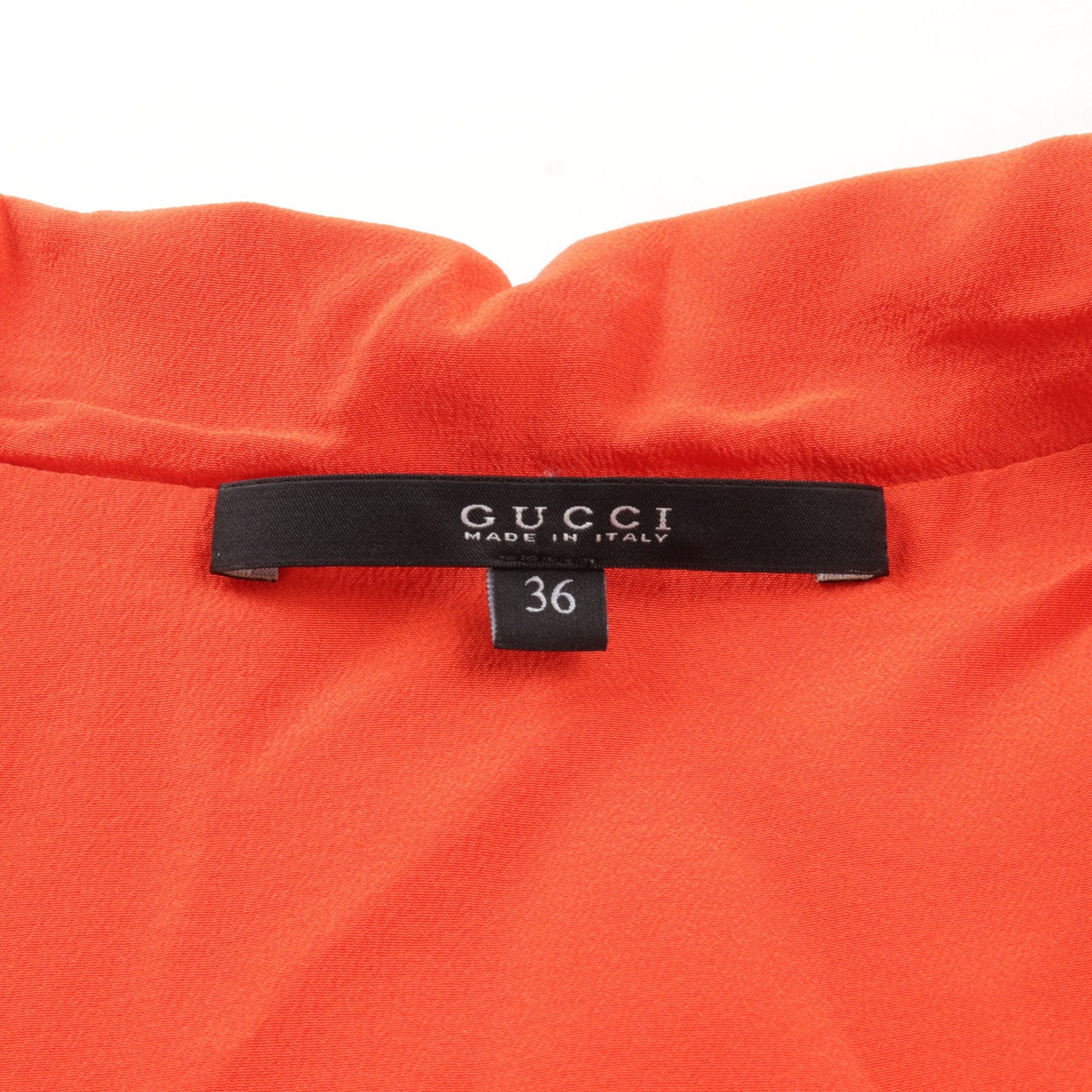 Gucci Gucci Blouse No Sleeve Silk Orange Size ONE SIZE - 3 Thumbnail